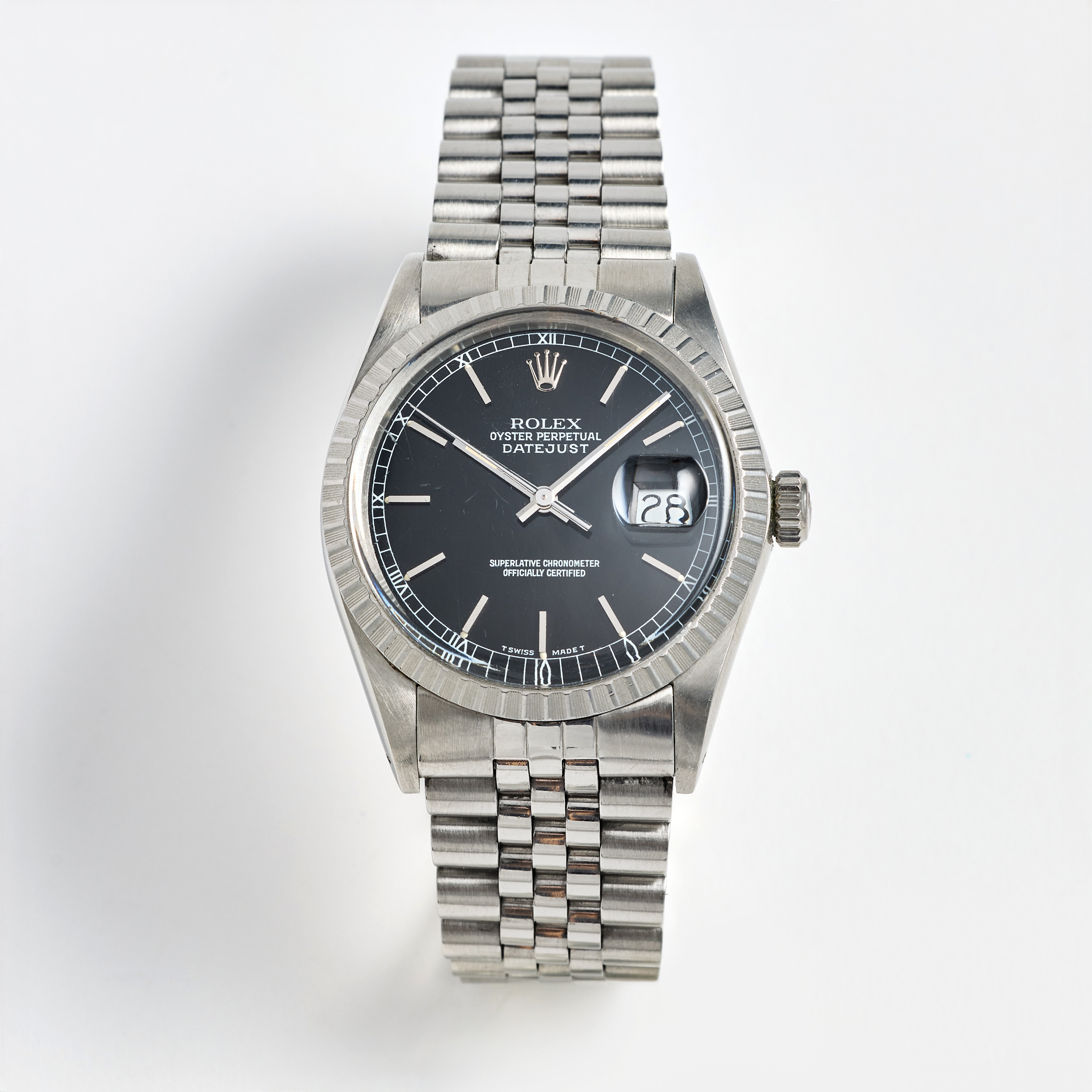 ROLEX, Oyster Perpetual, Datejust (T Swiss Made T), Chronometer, armbandsur, 36 mm, stål, certifikat juli 1987.