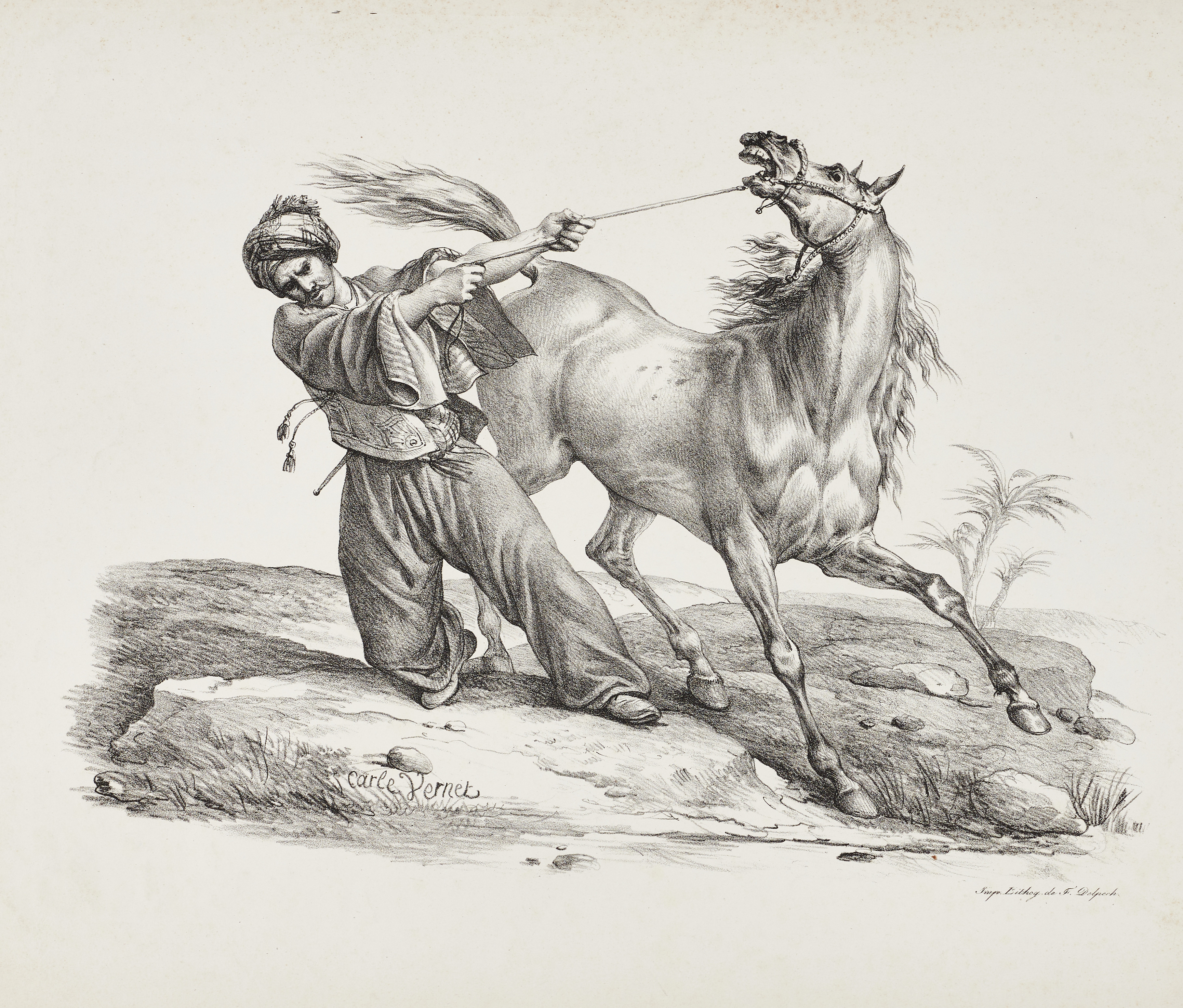 CARLE VERNET (1758-1836), tre litografier, motiv med hästar, ca 1820/30.