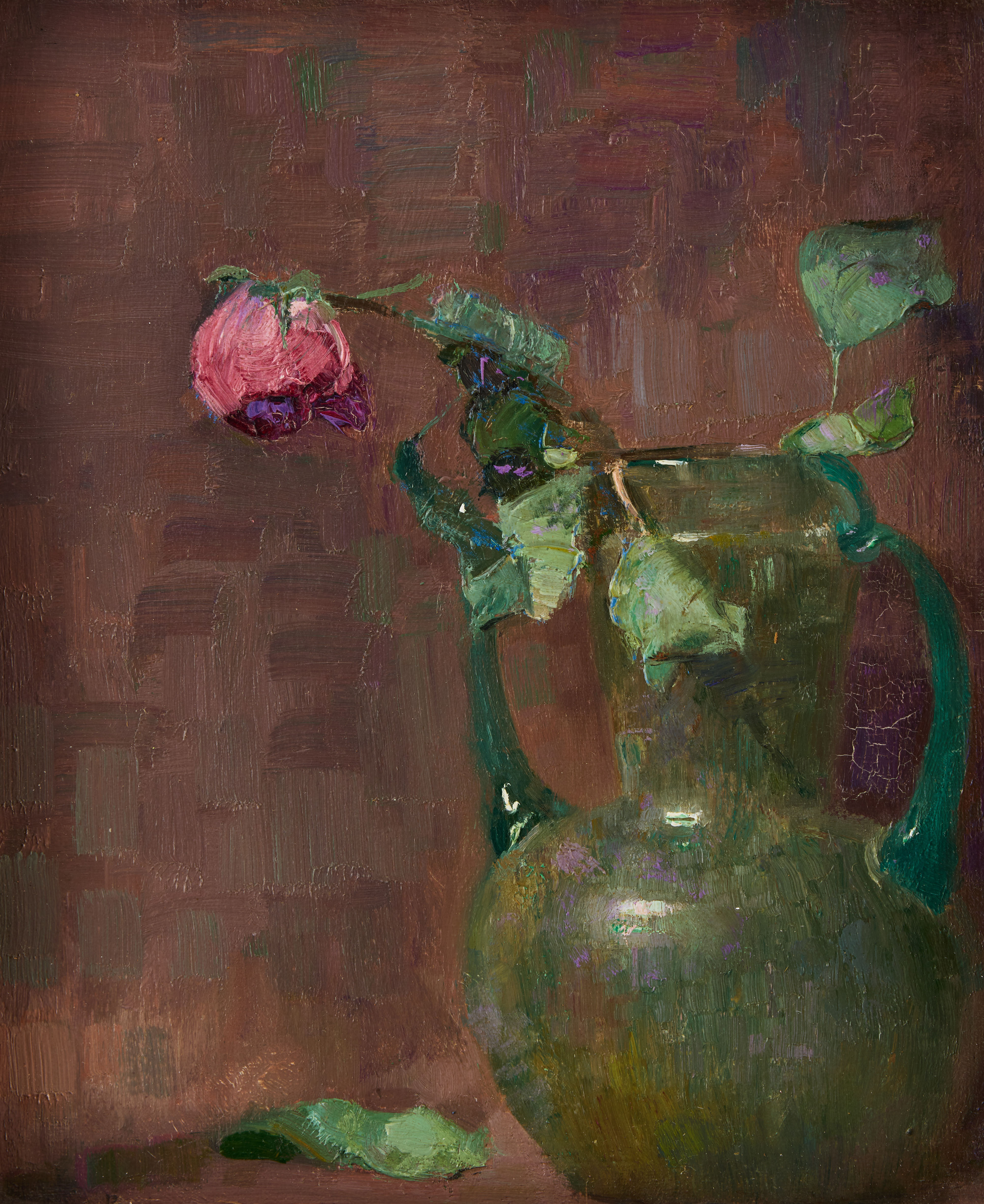 HOVSEP PUSHMAN (1866-1977). Blomma i grön glasvas.