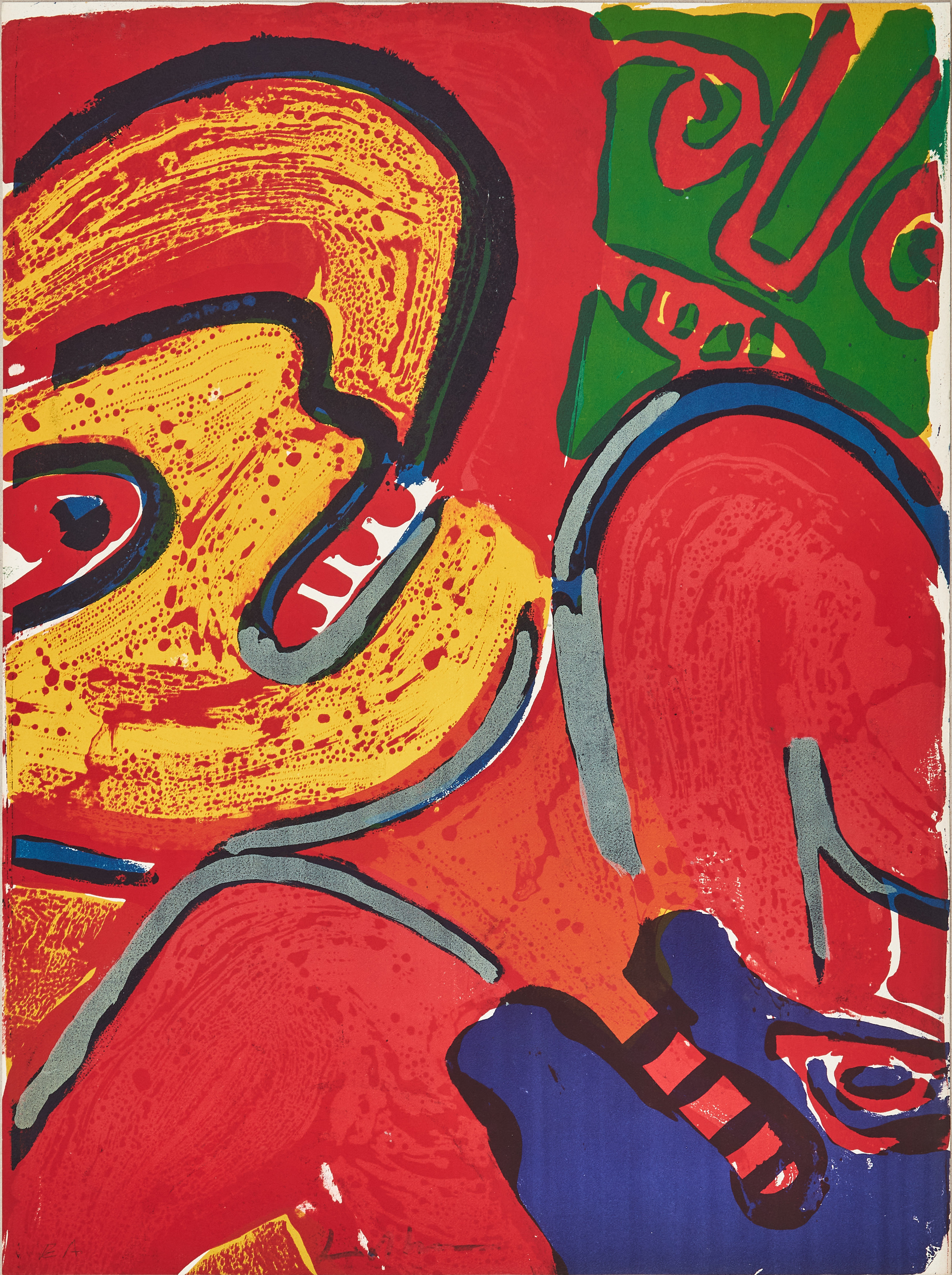 BENGT LINDSTRÖM. Figurkomposition, signerad, EA, färglitografi.