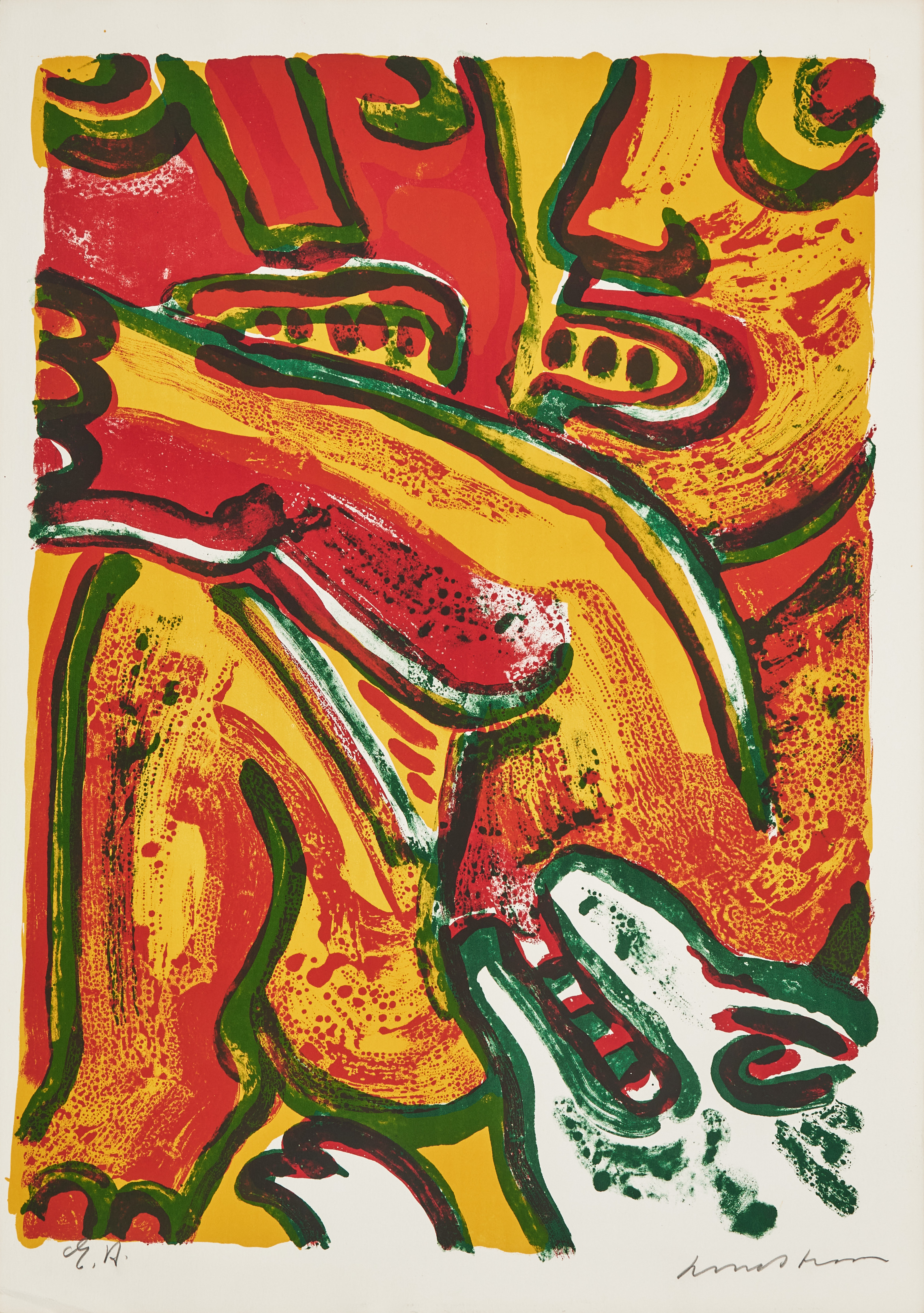 BENGT LINDSTRÖM. Figurkomposition, signerad, EA, färglitografi.