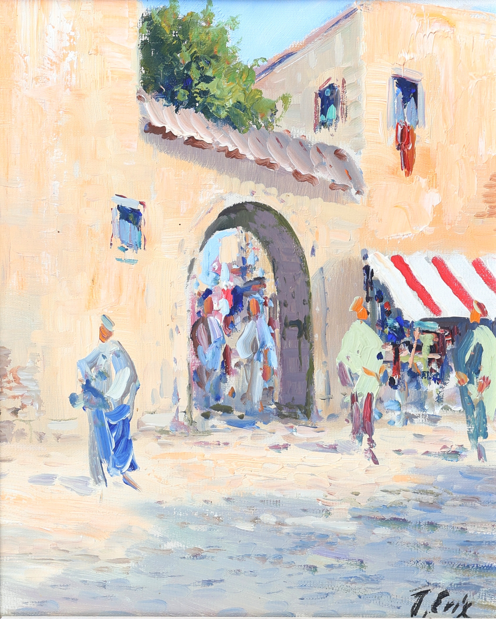 OIDENTIFIERAD KONSTNÄR. Olja på duk, gatumotiv, signerad.