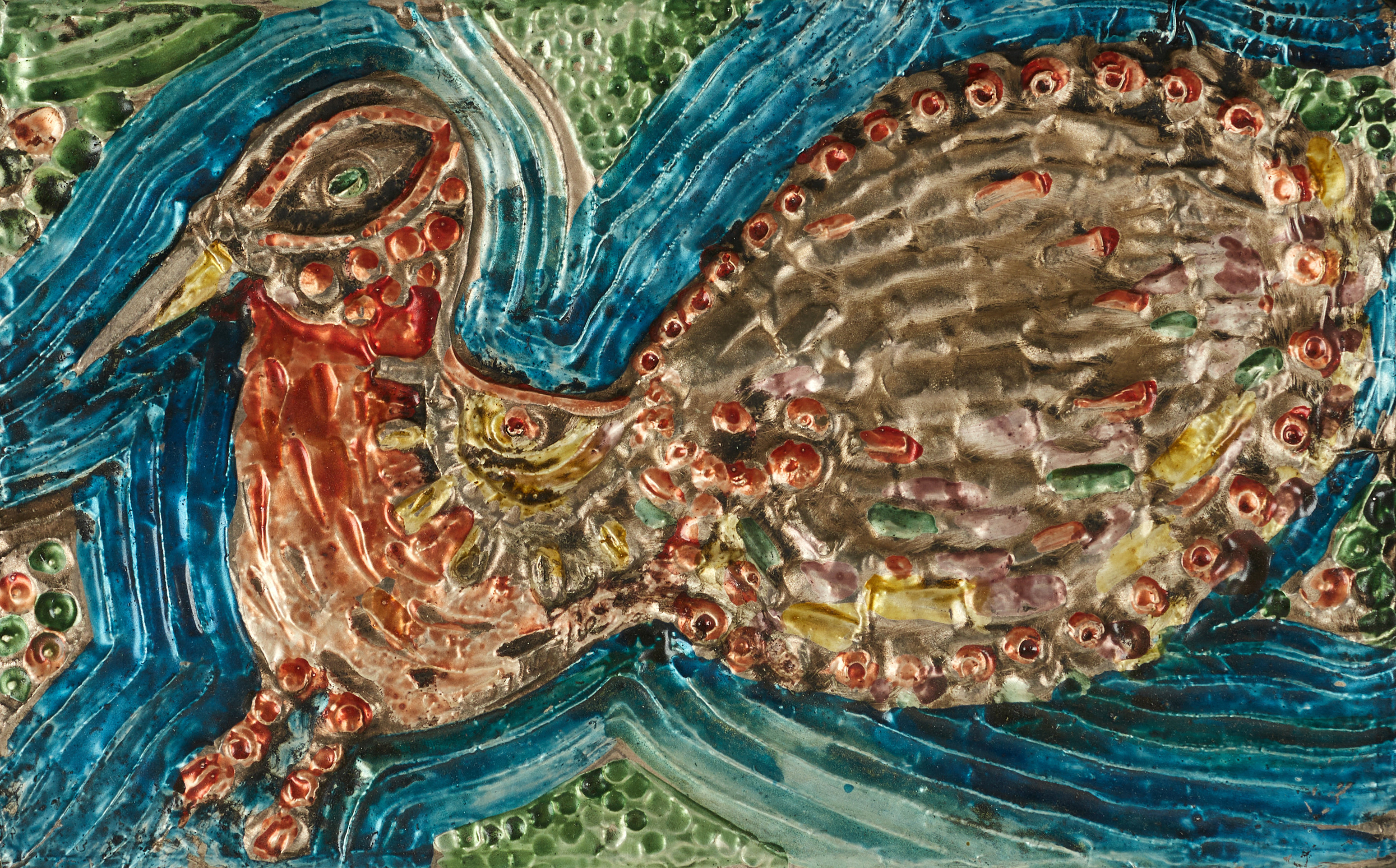 IRENE VIBERG  (FÖDD 1949). "Vitguld", väggskulptur, signerad a tergo, mixed media.