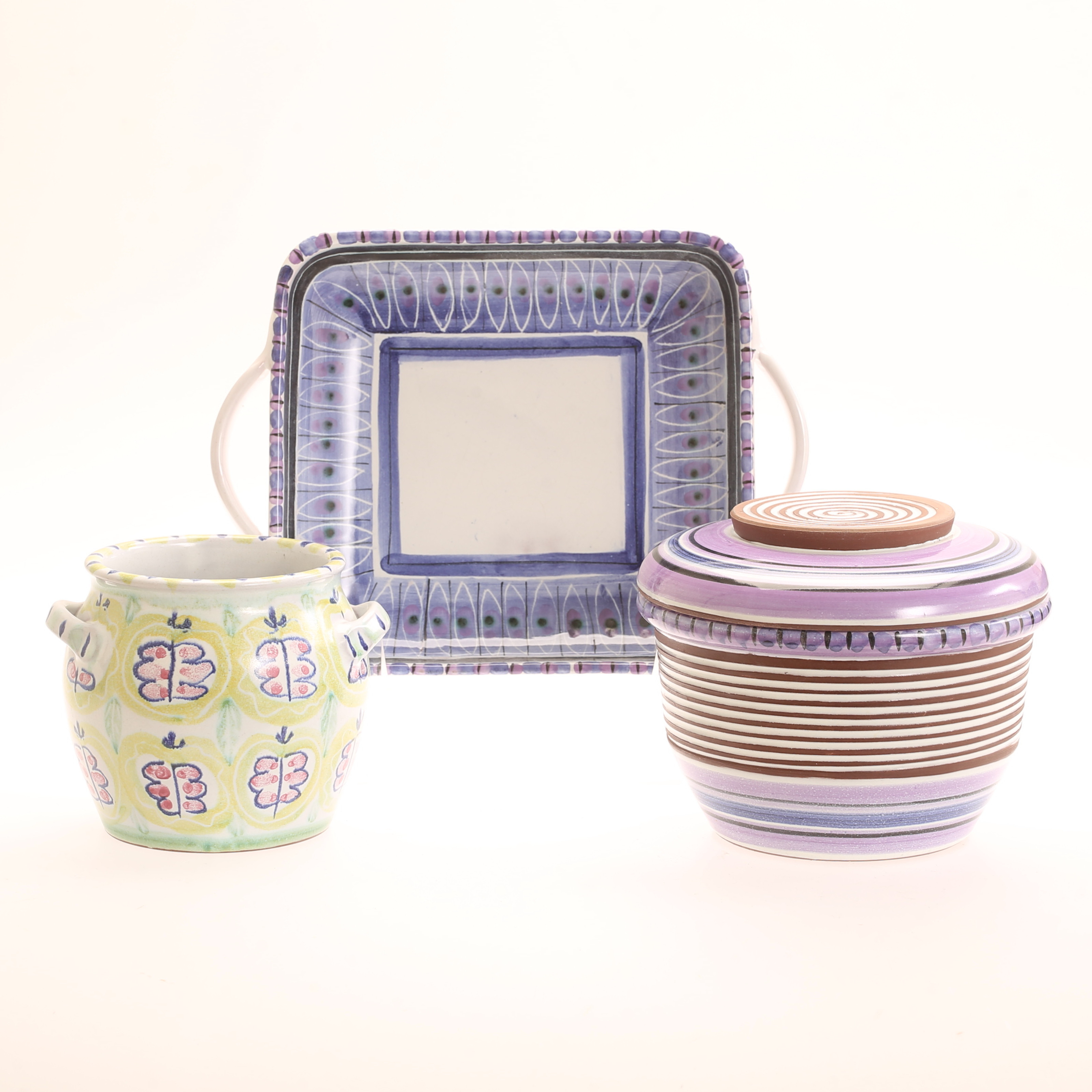 JANE WÅHLSTRÖM. Keramikföremål, 3 delar, signerade Jani.