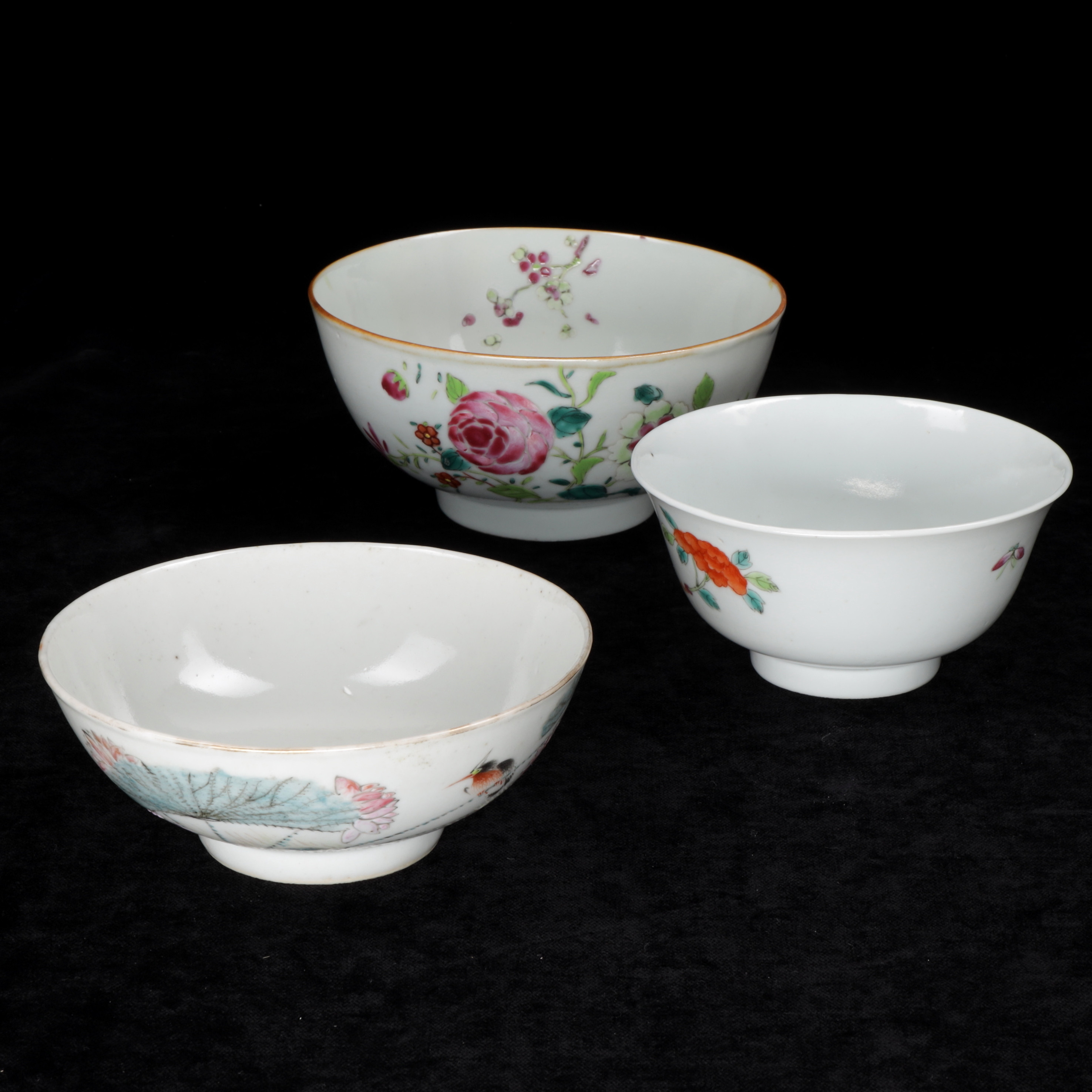 SKÅLAR, 3 st, porslin, Kina, 1800/1900-tal.
