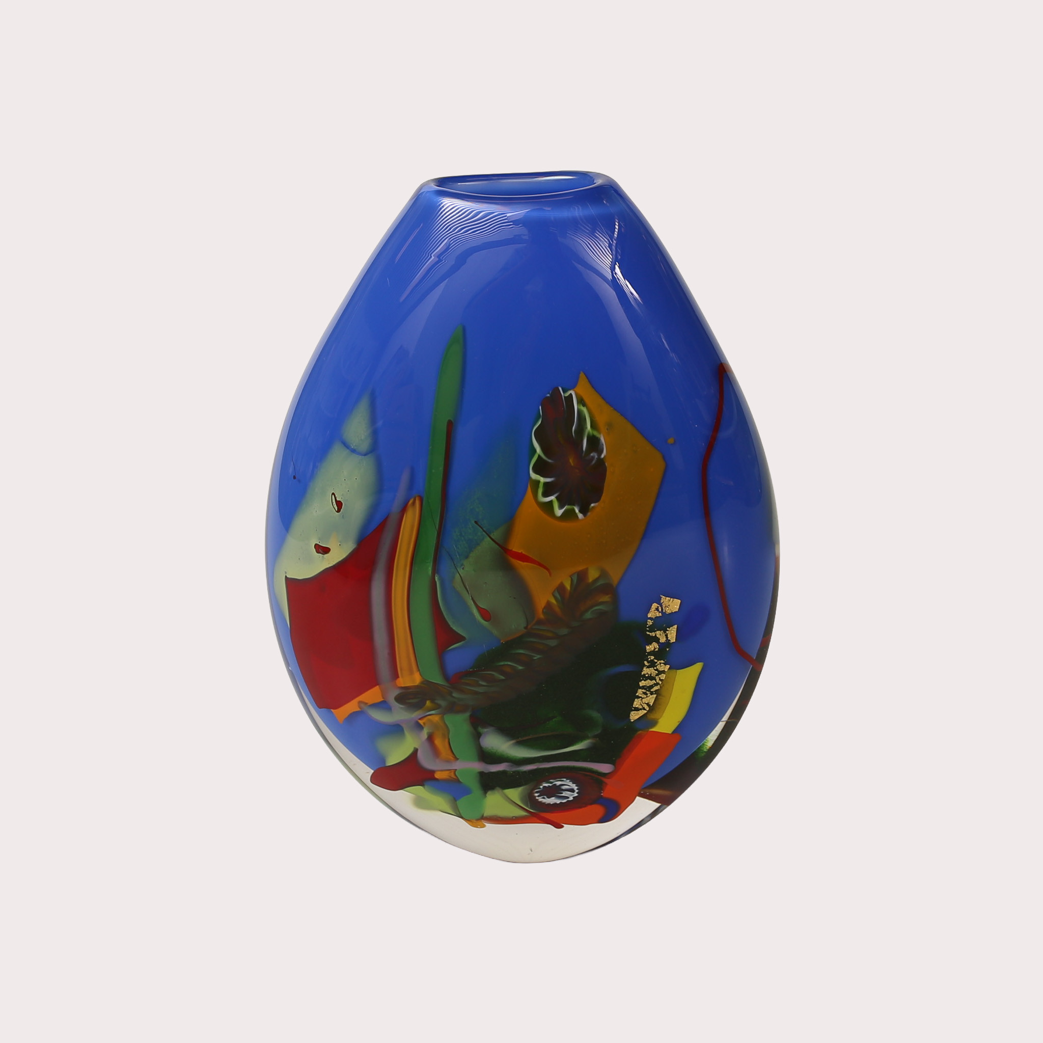 JAN-ERIK RITZMAN. Vas, glas, underfång med äkta guld i inläggningar, signerad, Transjö.