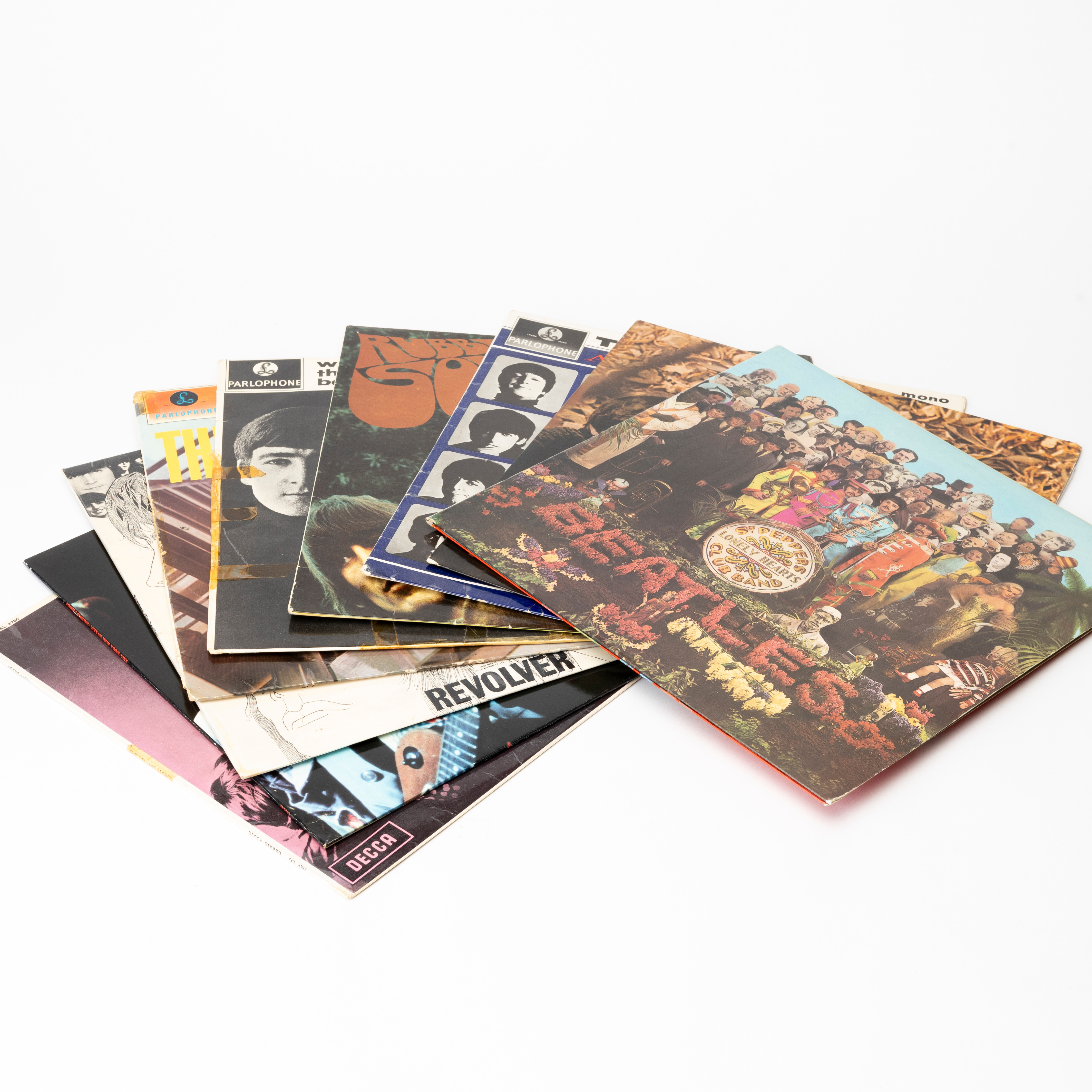 BEATLES samt ROLLING STONES, 9 st, vinyl, bland annat Revolver, Rubber Soul.