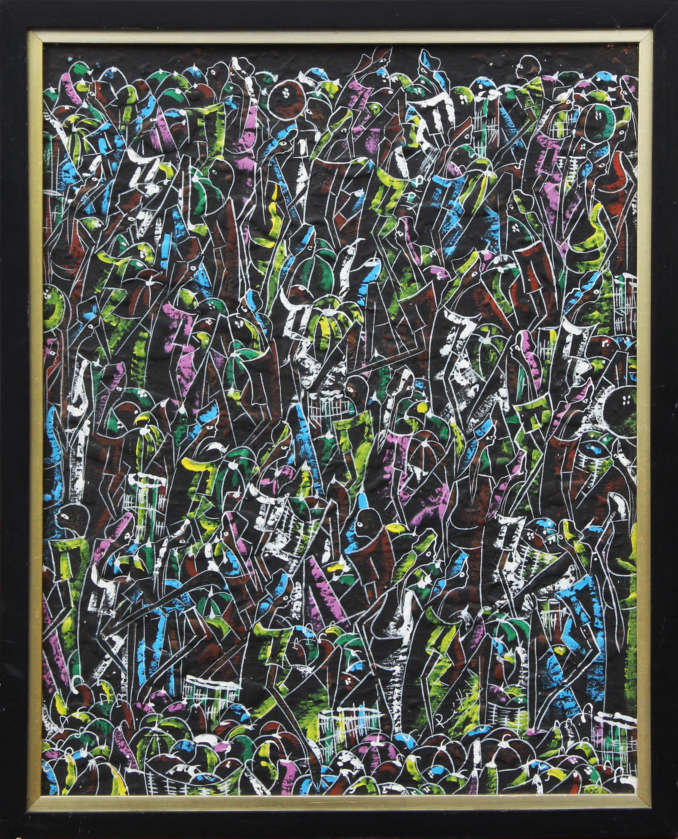 RENÉ HASPIL HAITIAN. OLJA, på duk, Folk Art, signerad.