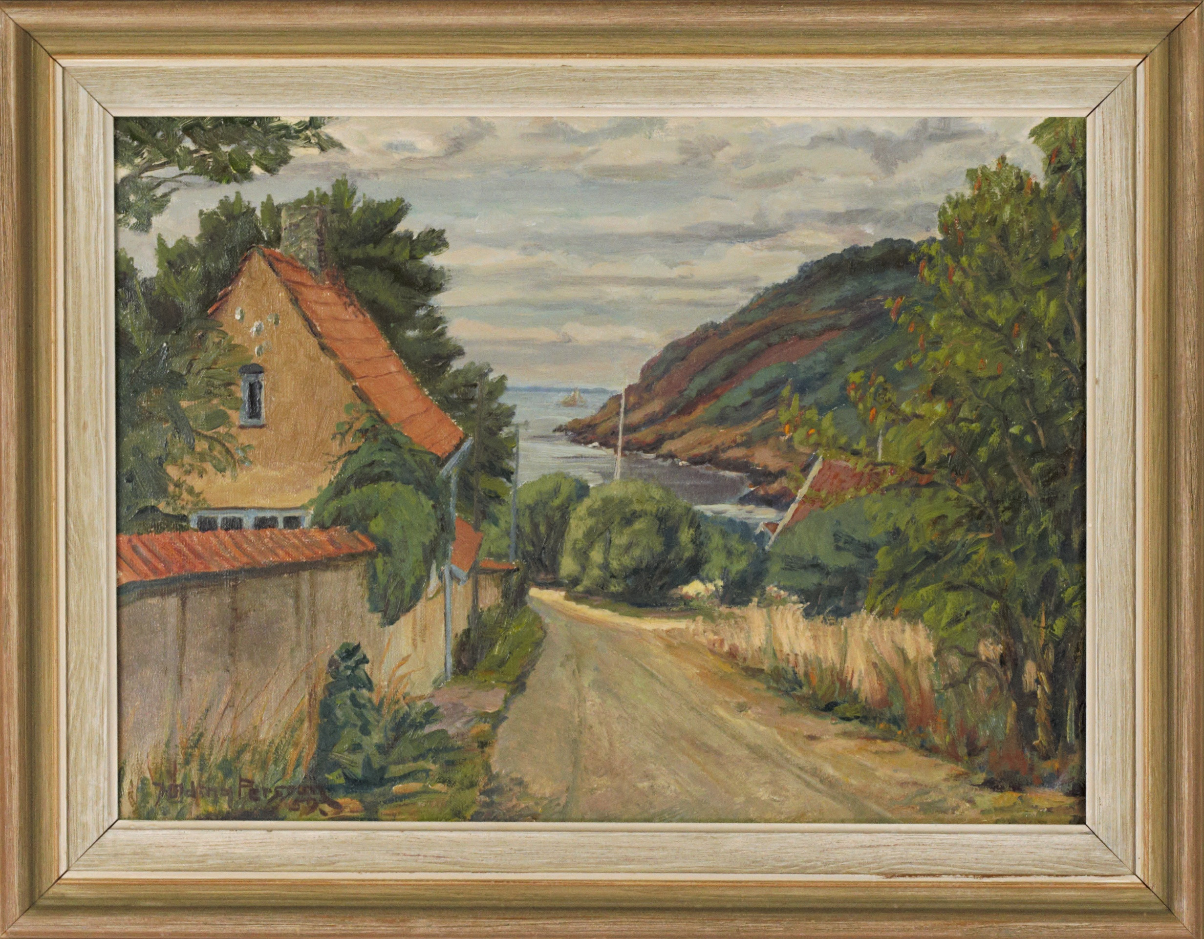 HILDING PERSSON. Olja på duk, "Strandvägen, Mölle", signerad, -59.