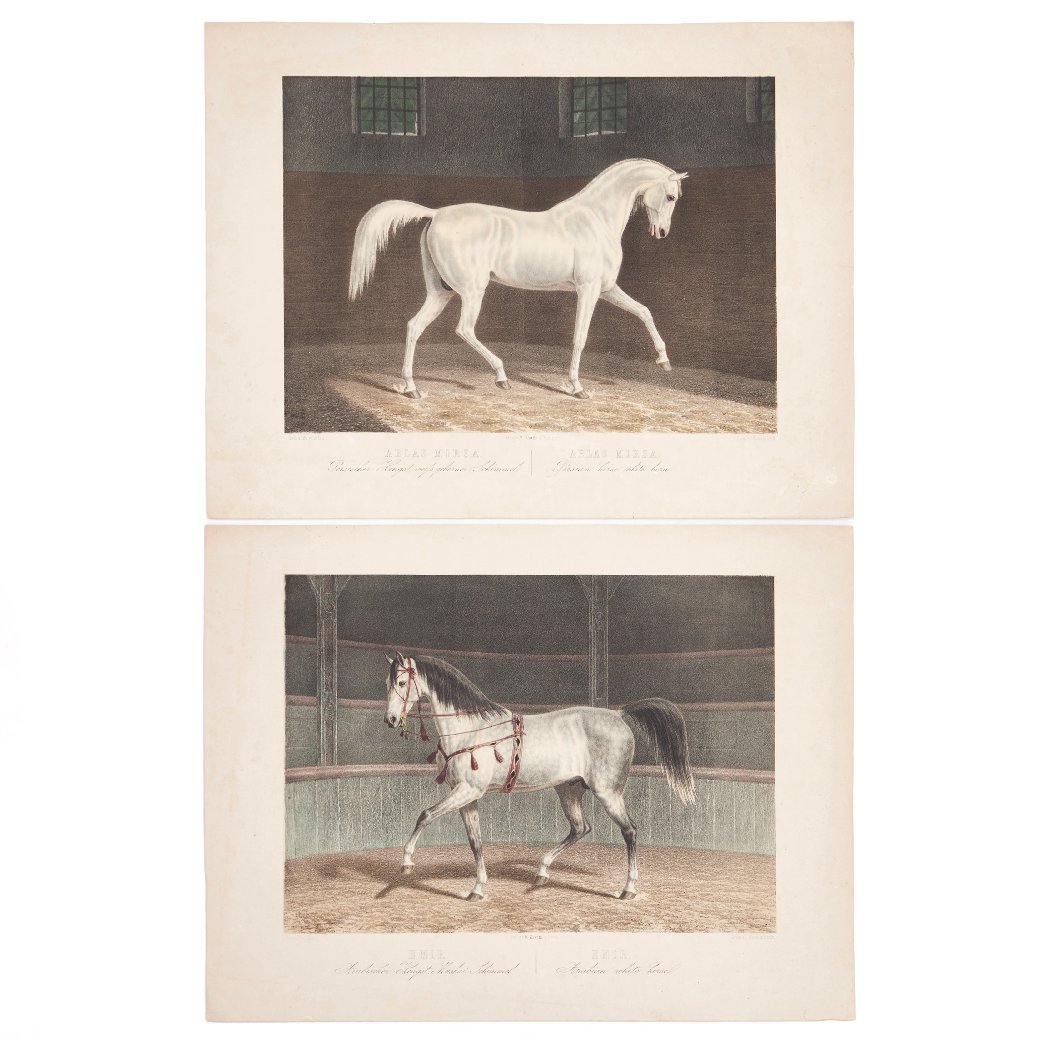 ZAWITZ, (2) färglitografier, omkring 1850.