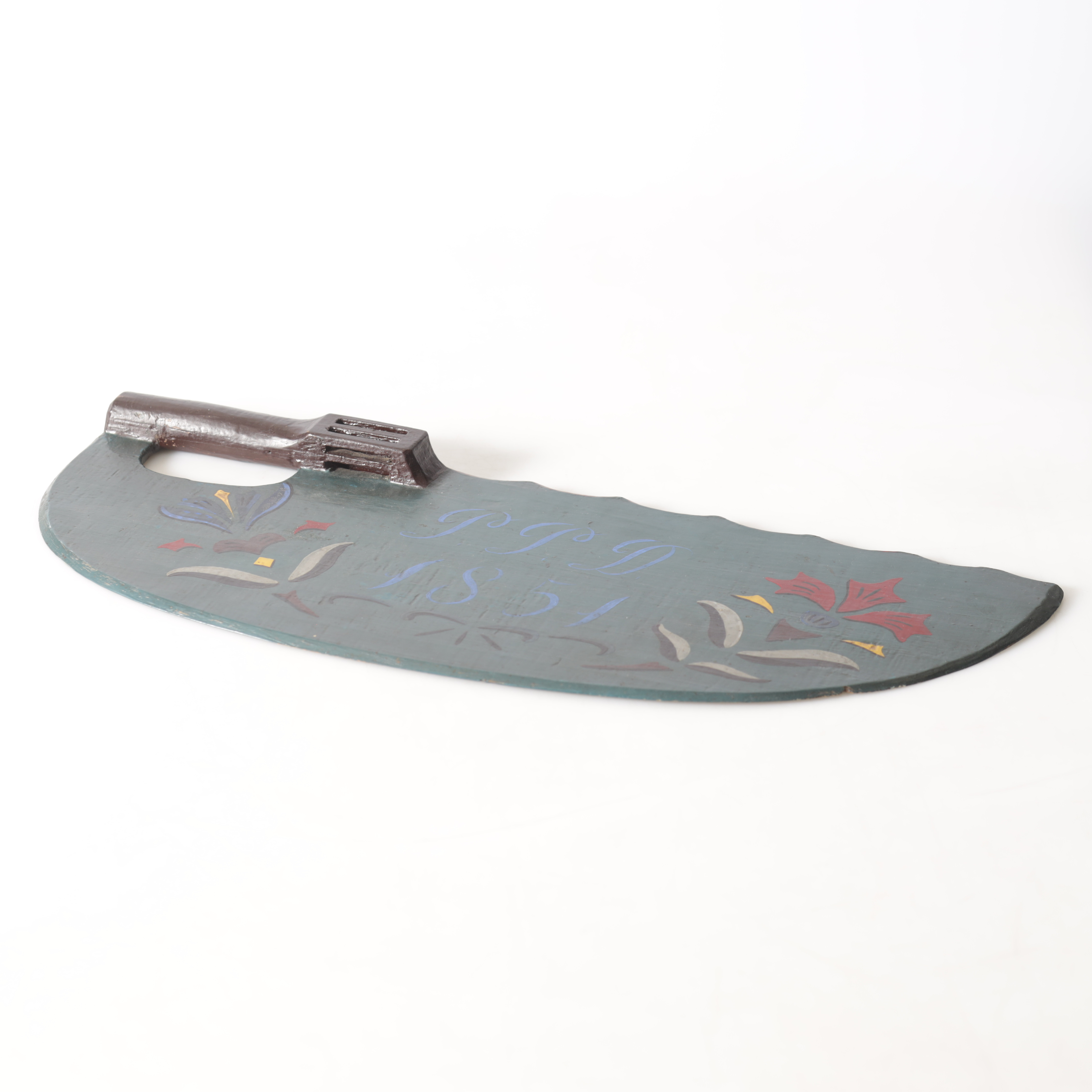 SKÄKTKNIV, allmoge, daterad 1851 i måleri.