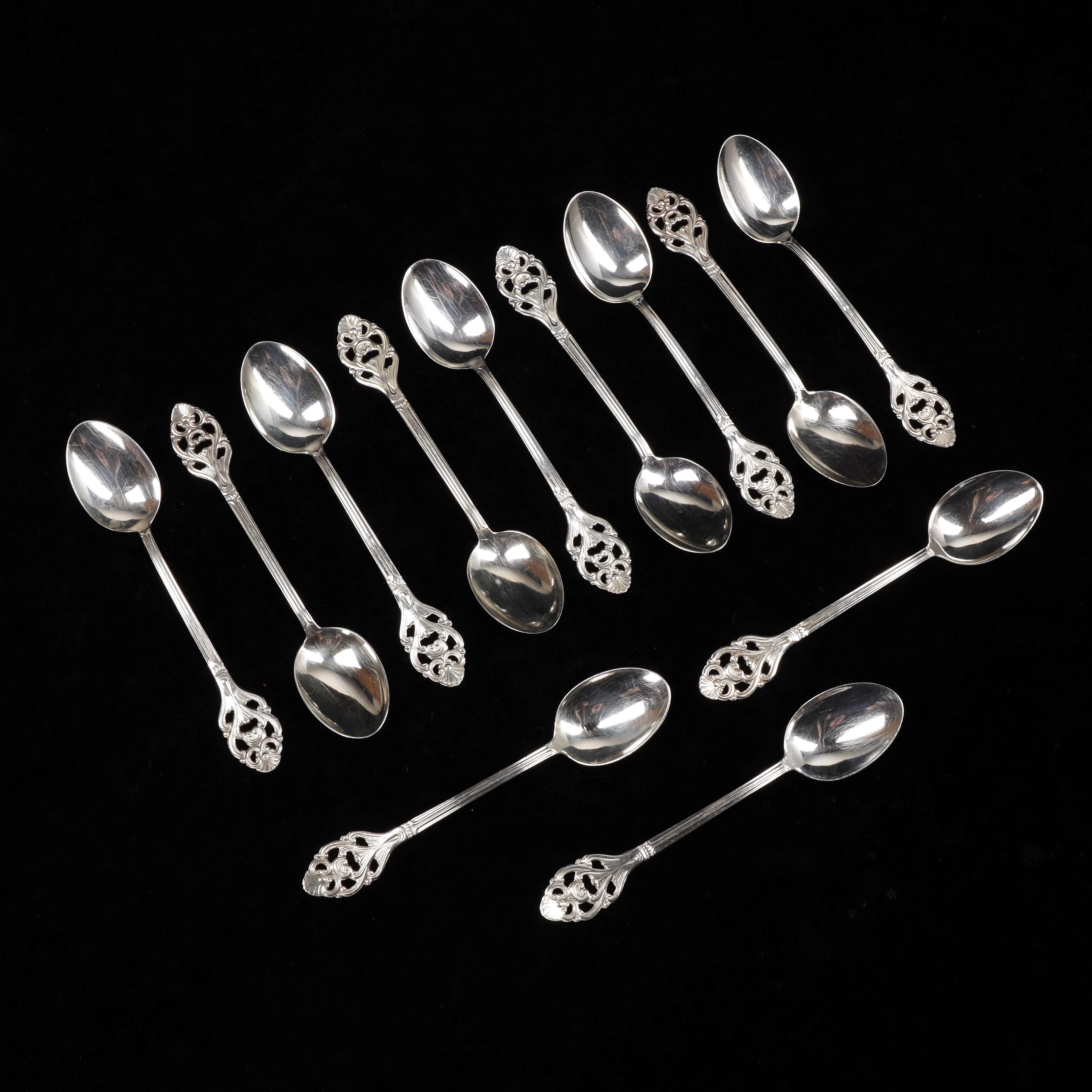 KAFFESKEDAR, 12 st, silver, totalvikt 114 gram.