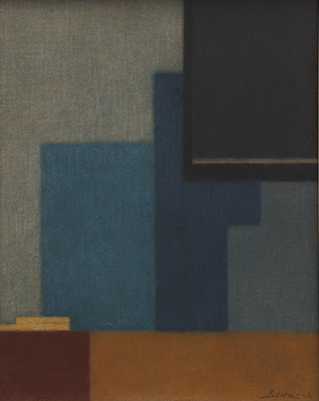 SIGVARD BÖRTZ 1904-1998. PASTELL PÅ PAPPER, GEOMETRISK KOMPOSITION, SIGNERAD OCH DATERAD 1964.
