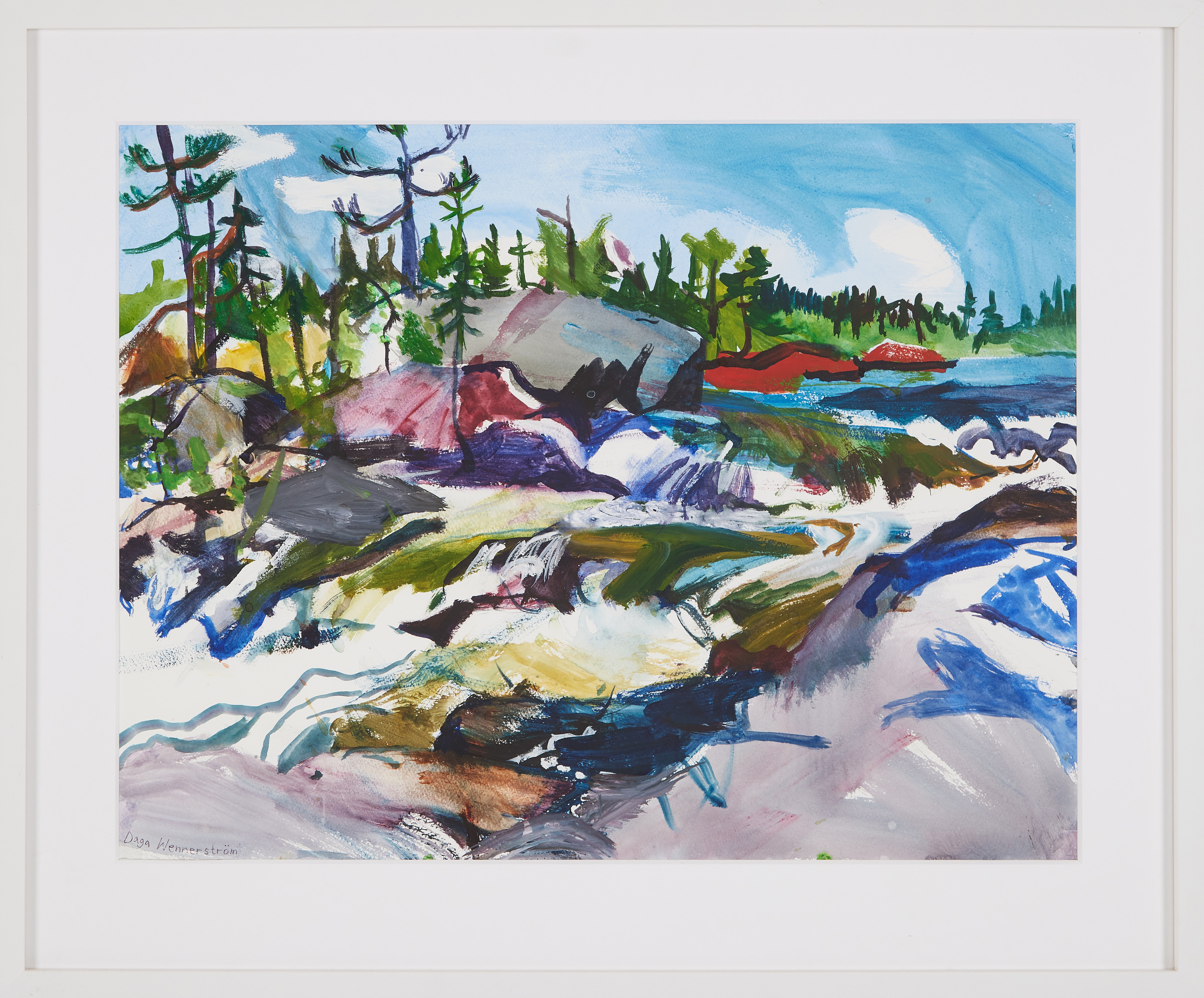 DAGA WENNER STRÖM (FÖDD 1955). "Grubbseleforsen", gouache.