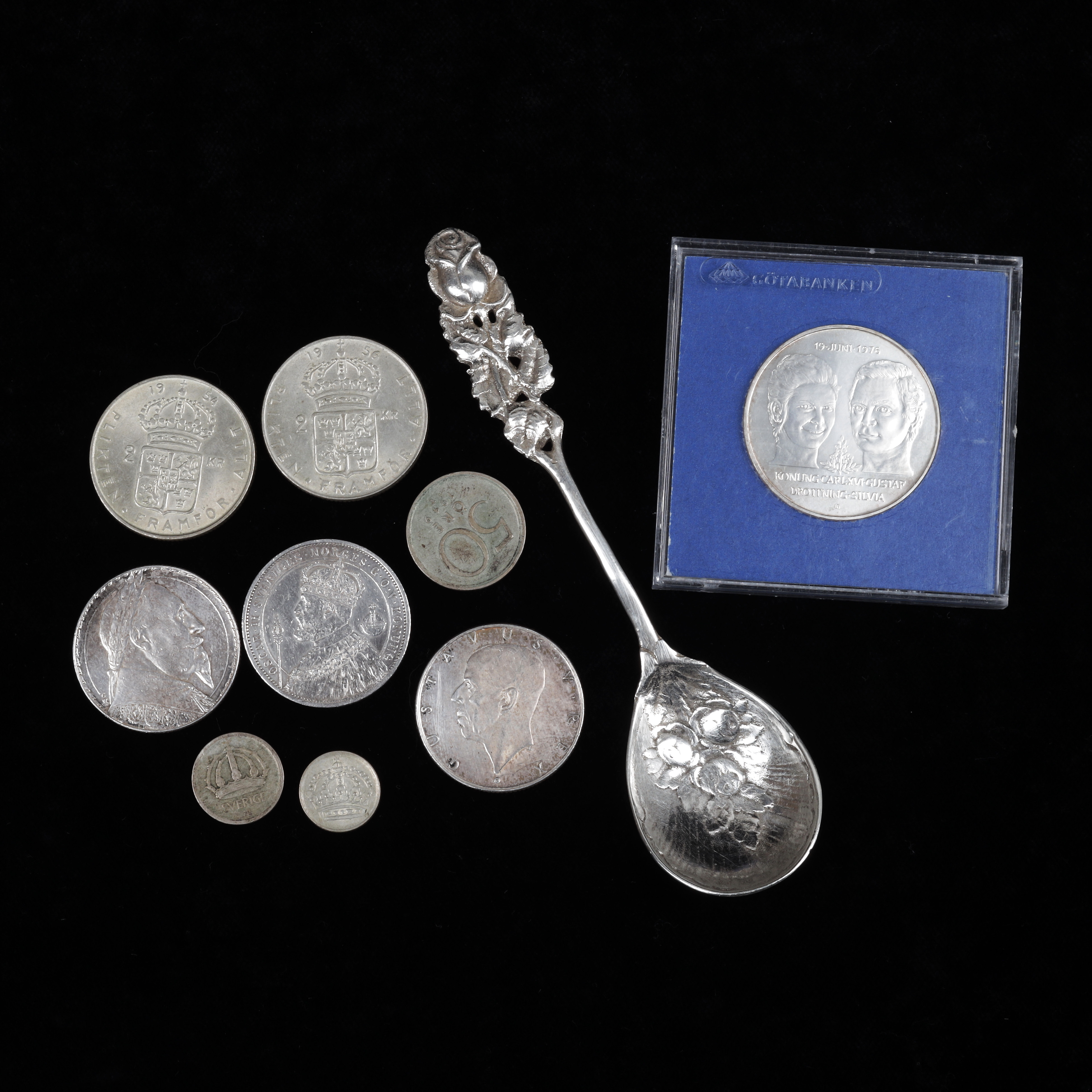 MYNT OCH SKED, silver, totalvikt 128 gram.