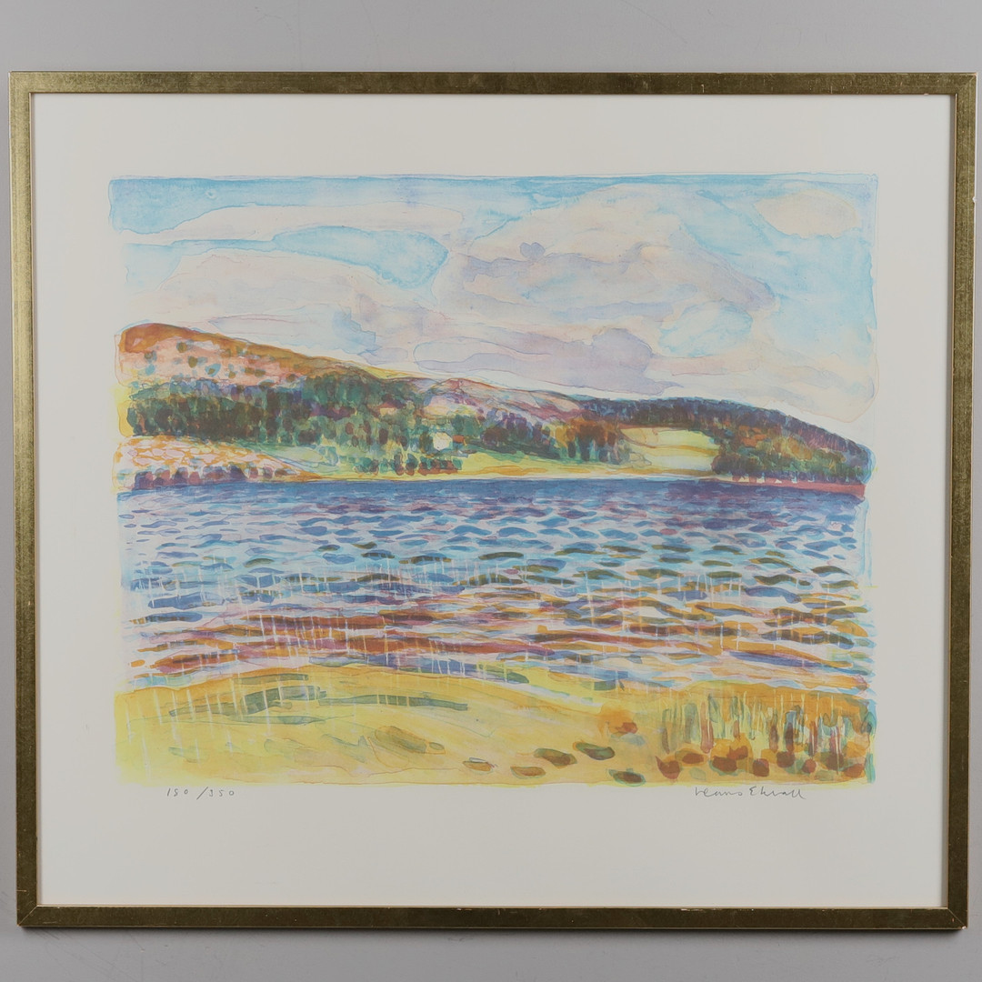 HANS EKVALL. FÄRGLITOGRAFI, sjömotiv, No. 180/350, signerad.