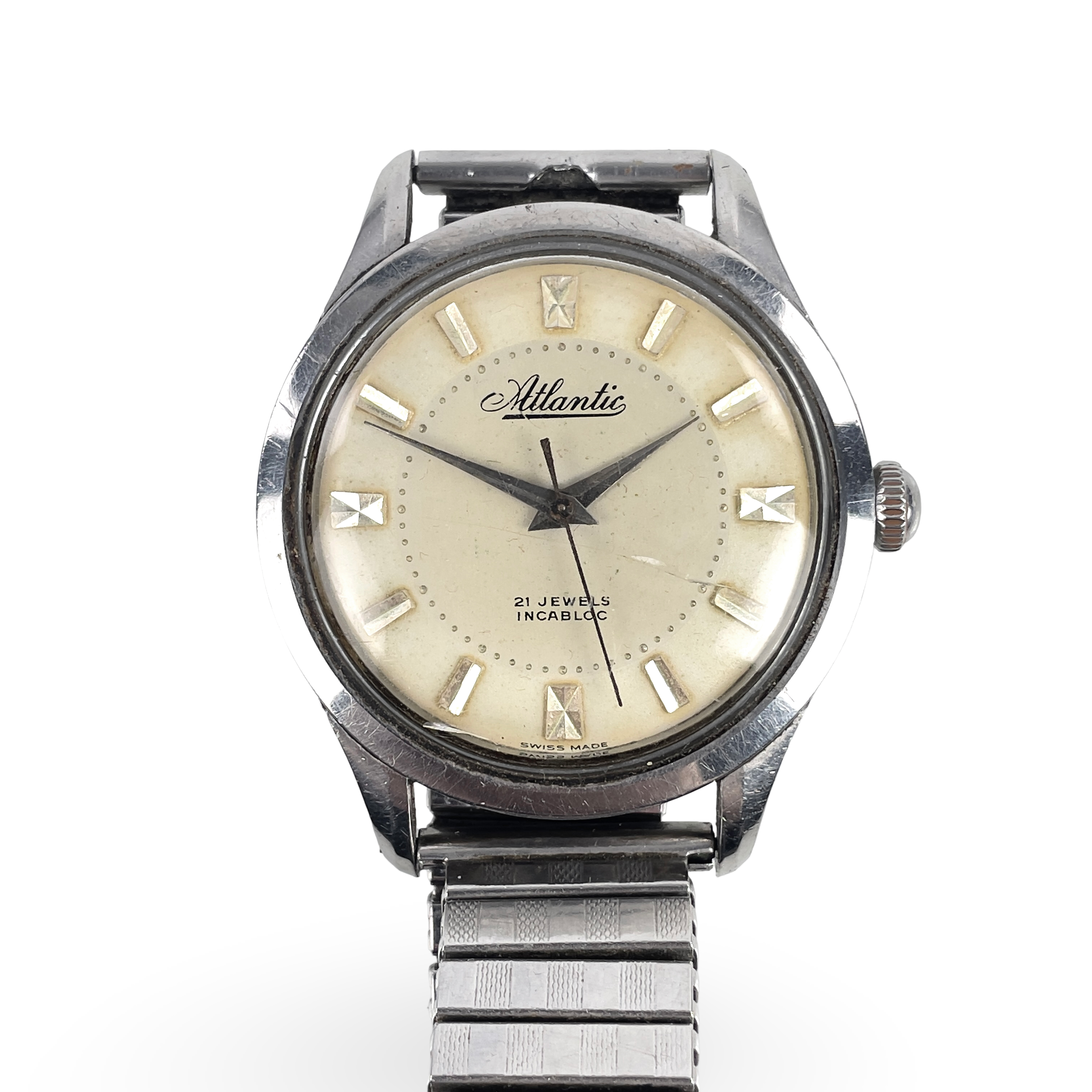 ARMBANDSUR. Stål, Atlantic, manuell, 1960-tal.