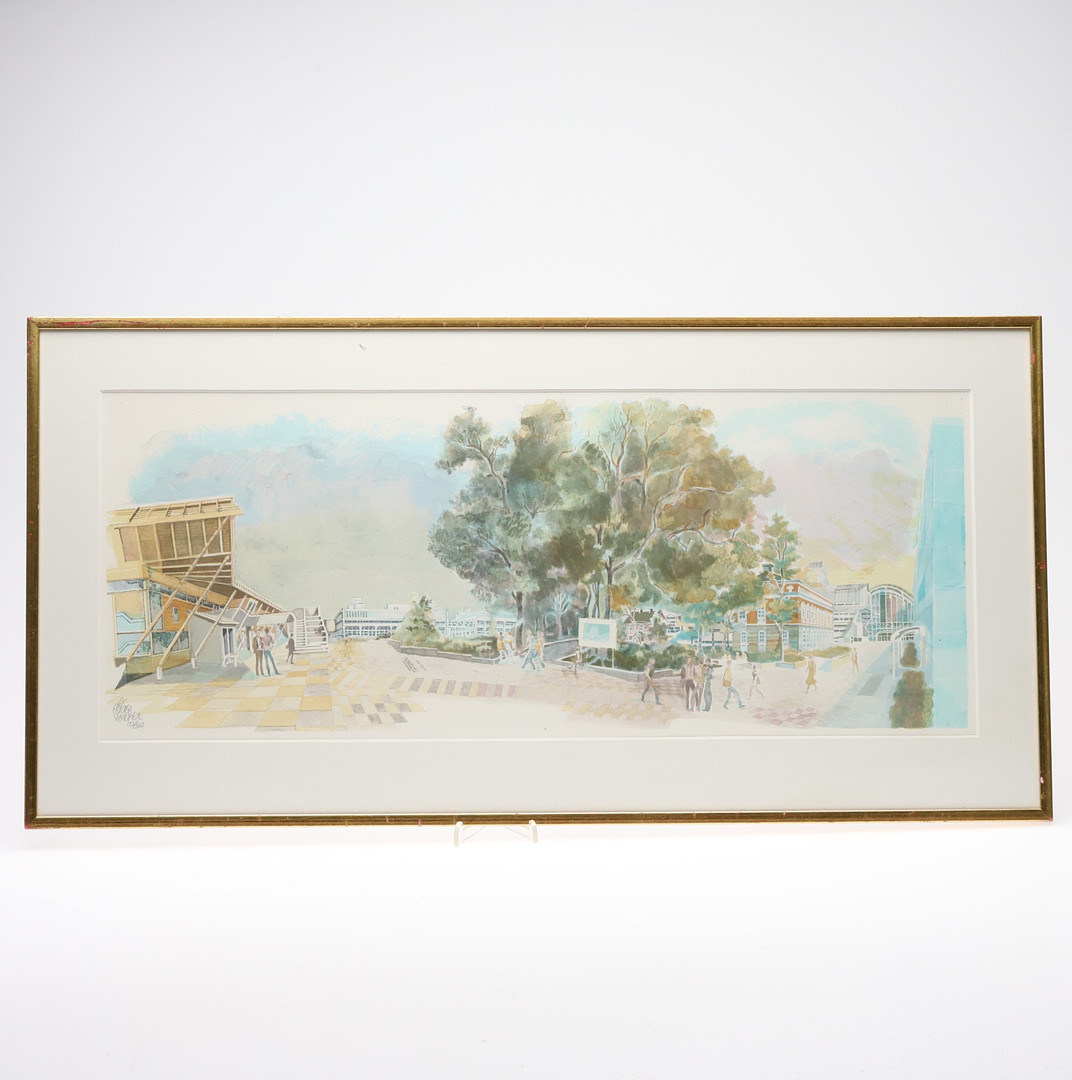 CLAES FOLCKER. FÄRGLITOGRAFI, No 123/360, Stadsmotiv, signerad.