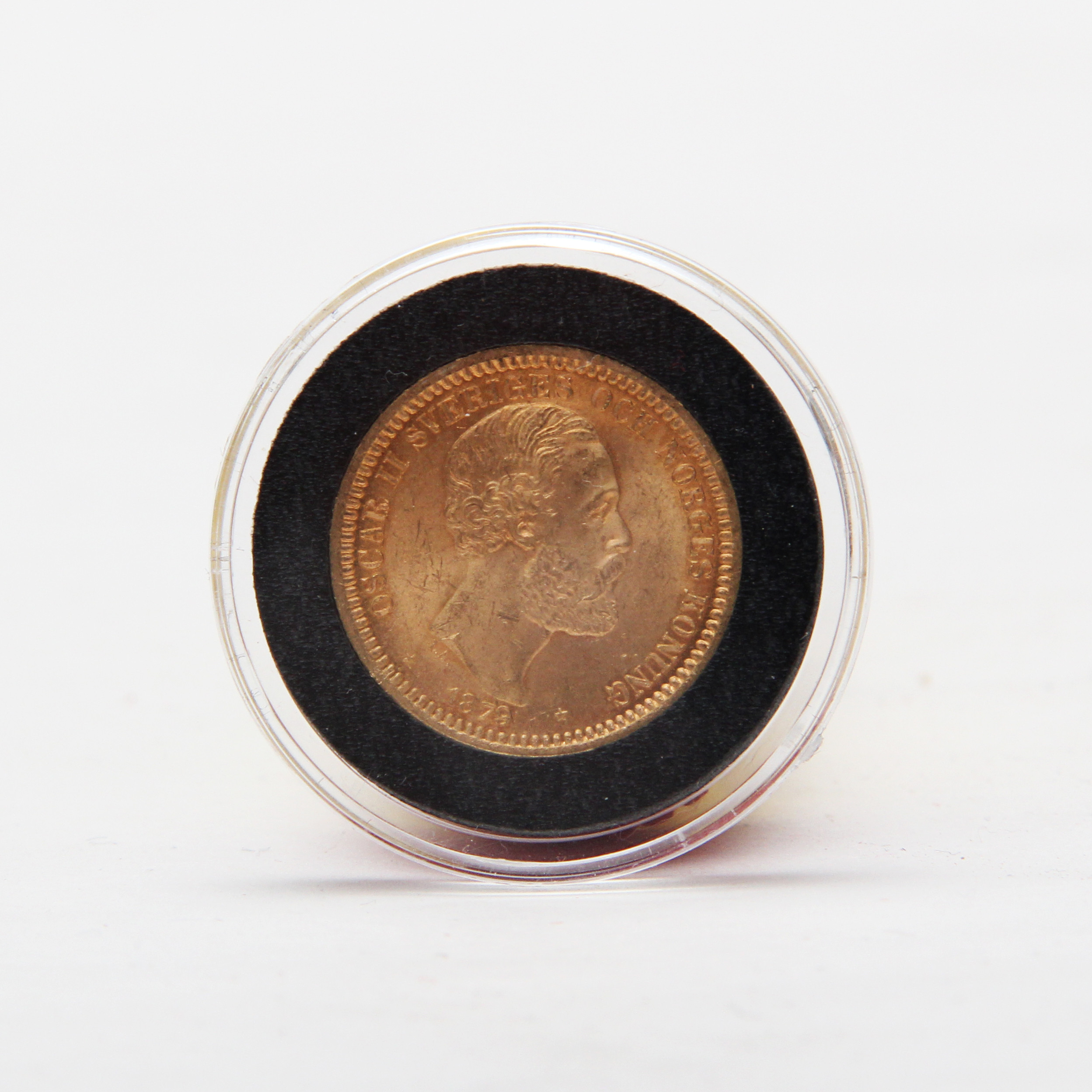 GULDMYNT, 20 Kronor, 21,6 k, Oscar II, 1879.