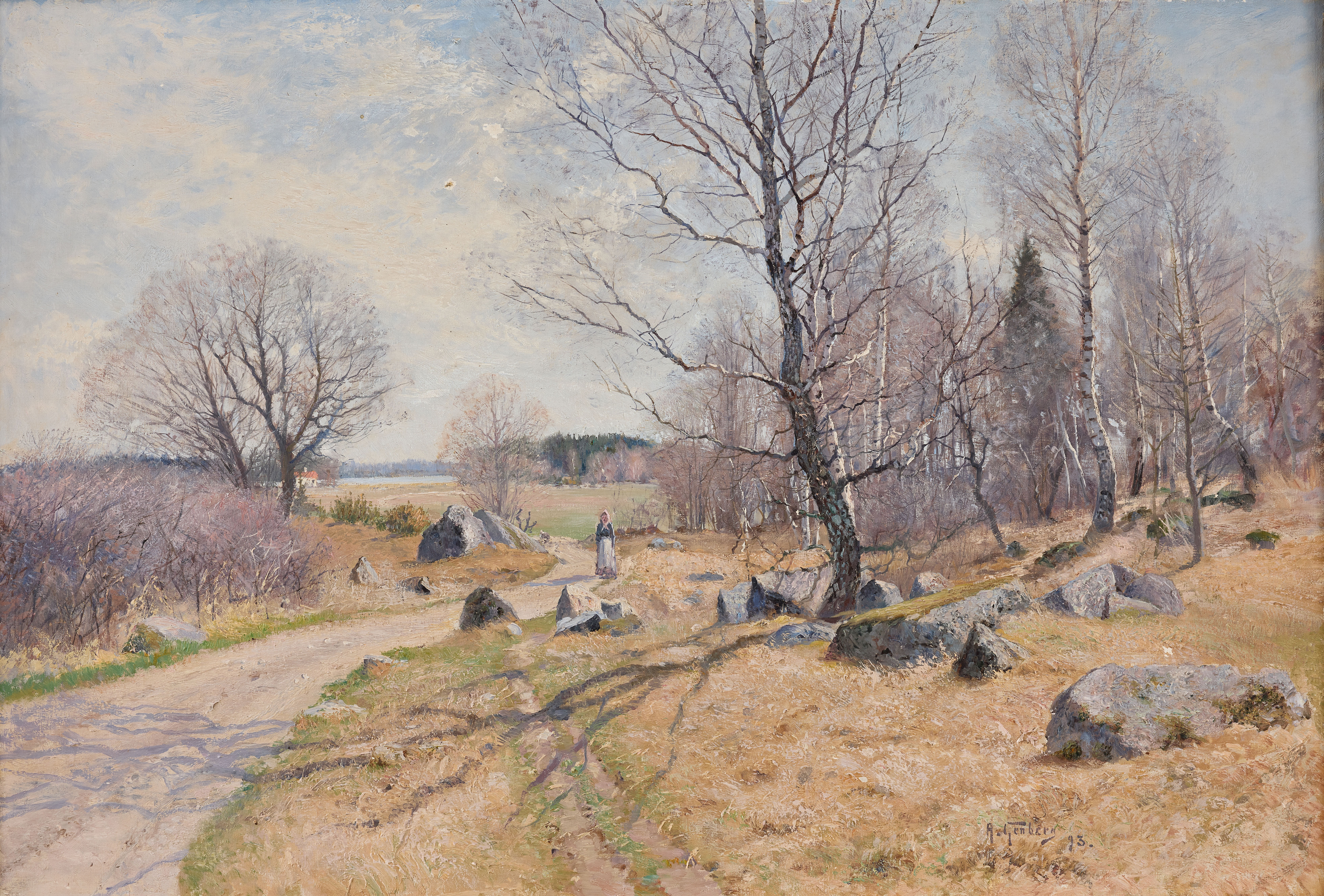 ANTON GENBERG. Vårlandskap.