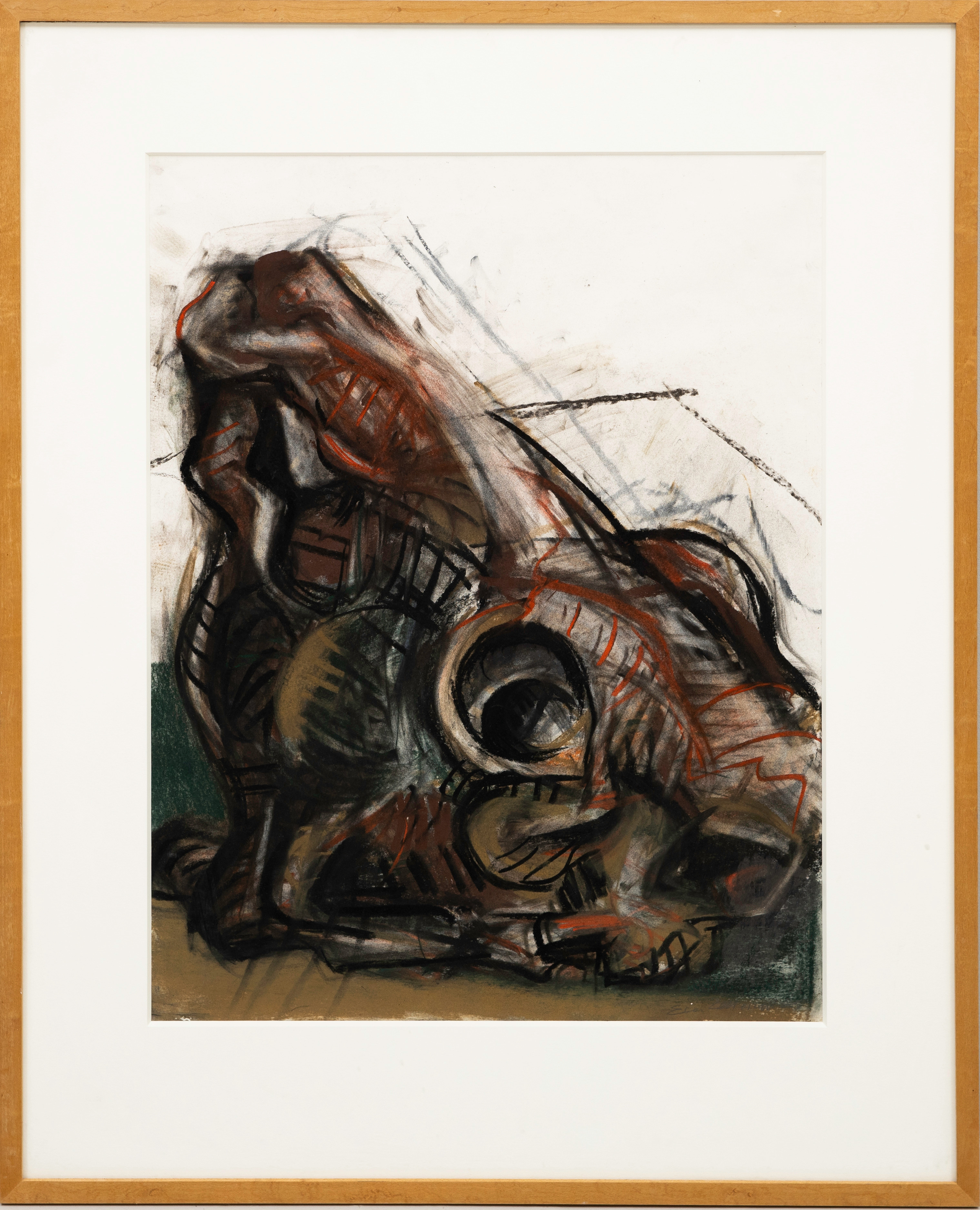 EVA ZETTERVALL. "Tjurhuvud", gouache på papper, signerad och daterad, -85.