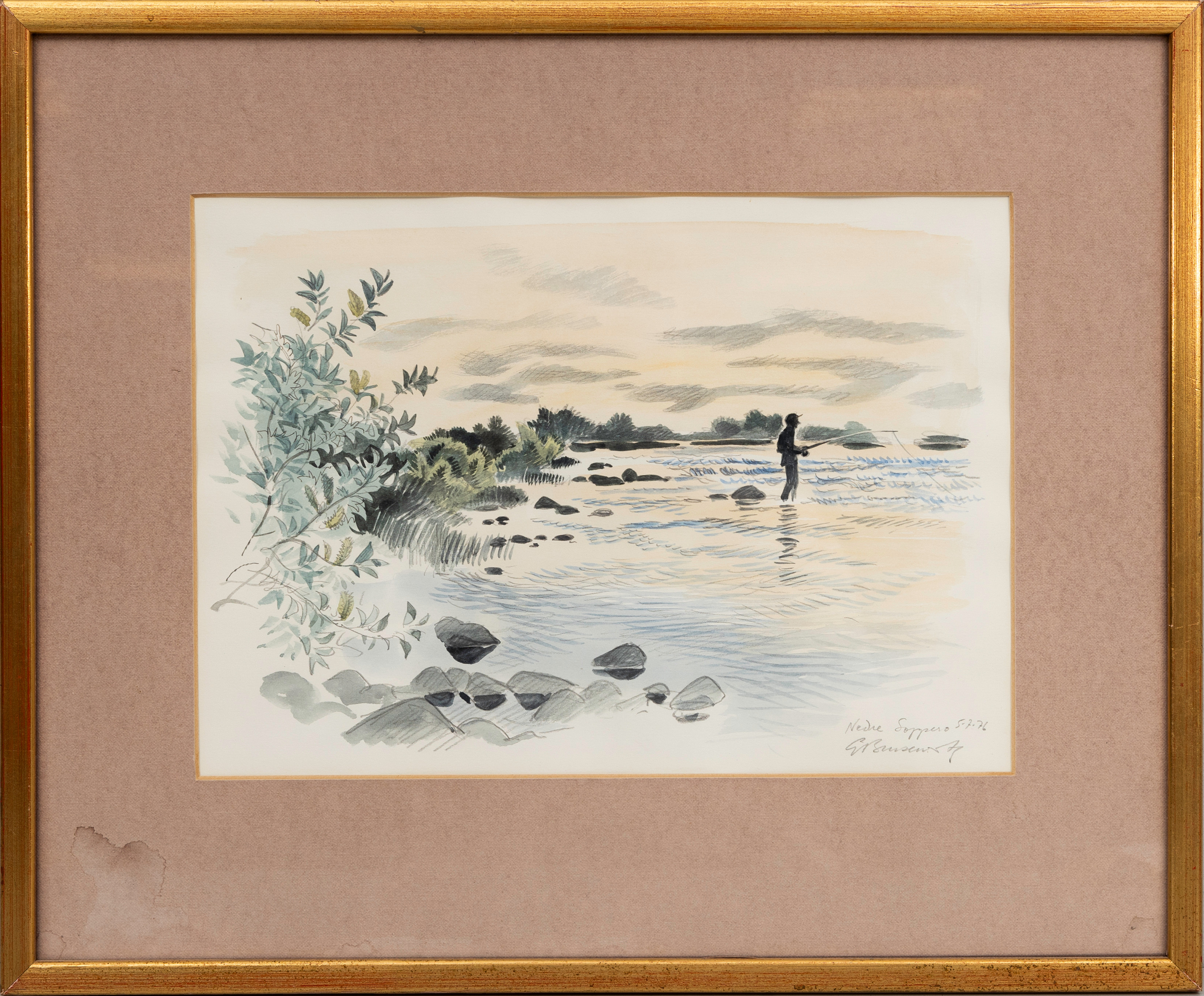 GUNNAR BRUSEWITZ. "Nedre Soppero 5.7.76", akvarell och blyerts på papper, signerad.