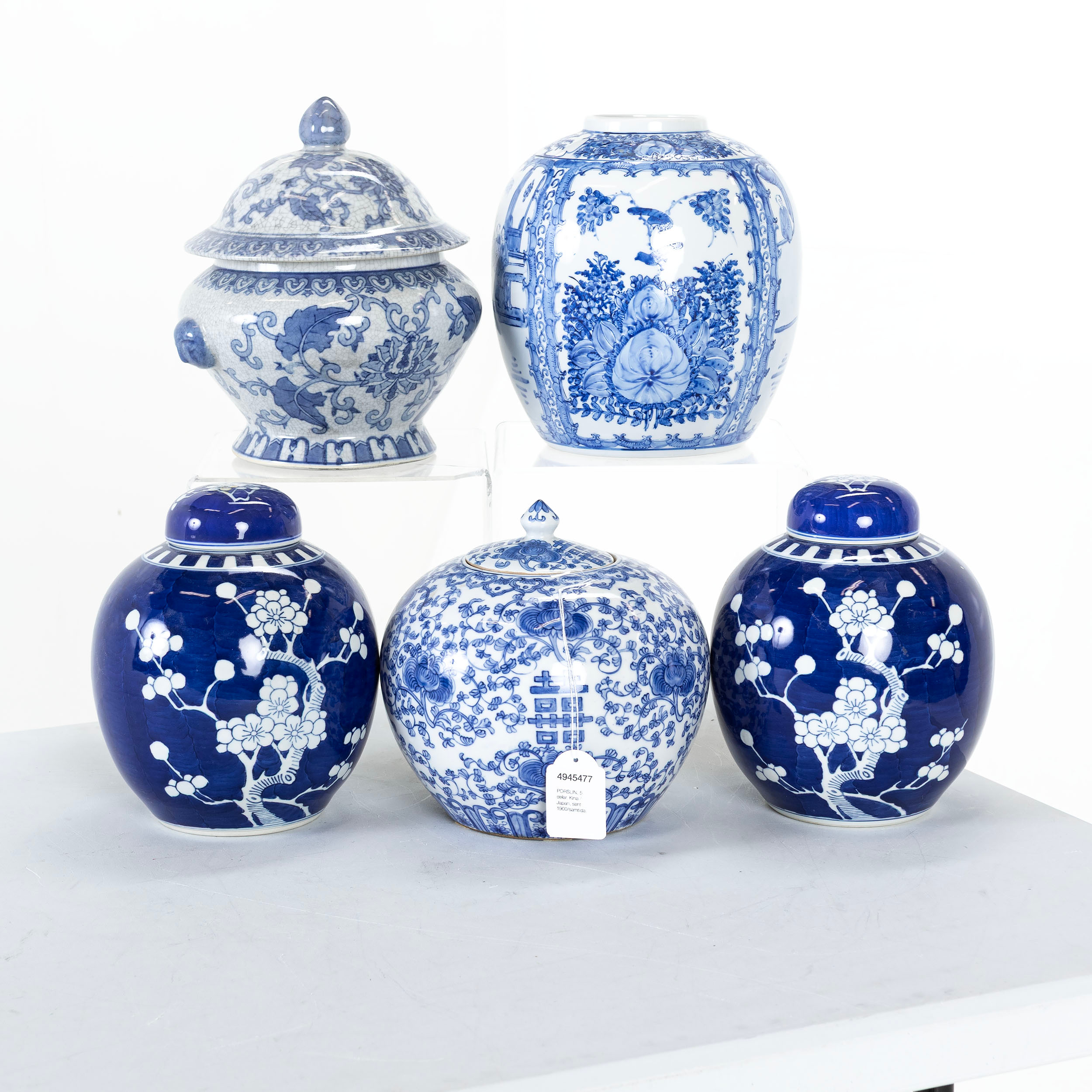 PORSLIN, 5 delar, Kina / Japan, sent 1900/samtida.