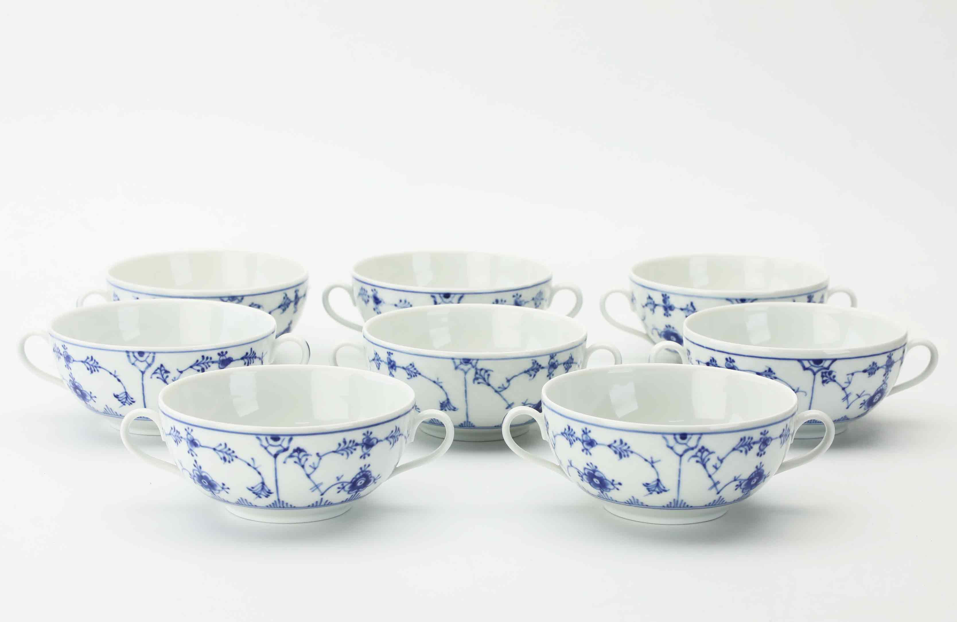 BULJONGKOPPAR, 8 st, "Musselmalet", Bing & Gröndahl.