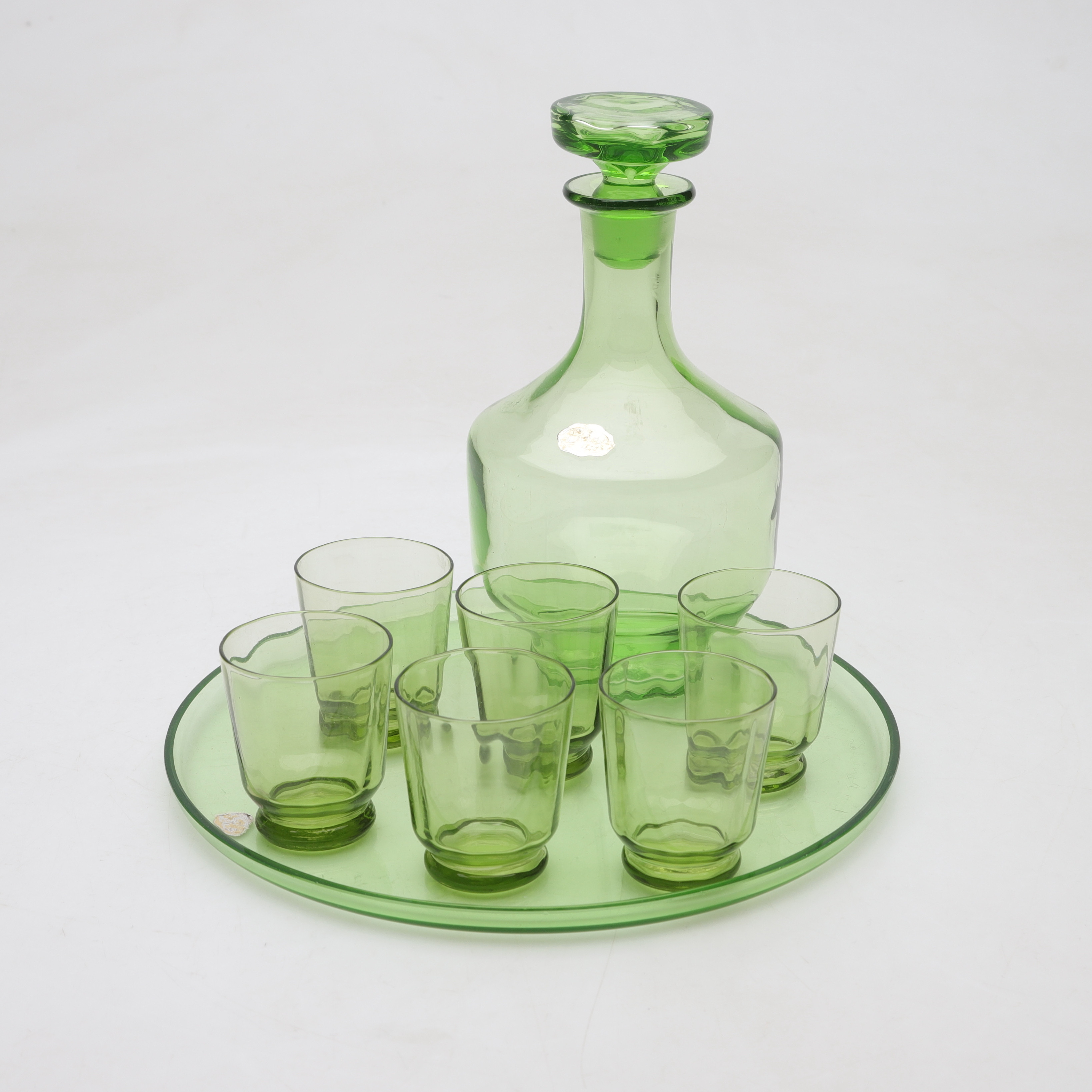 LIKÖRSERVIS, 8 delar, glas, Eda glasbruk, 1900-talets första hälft.