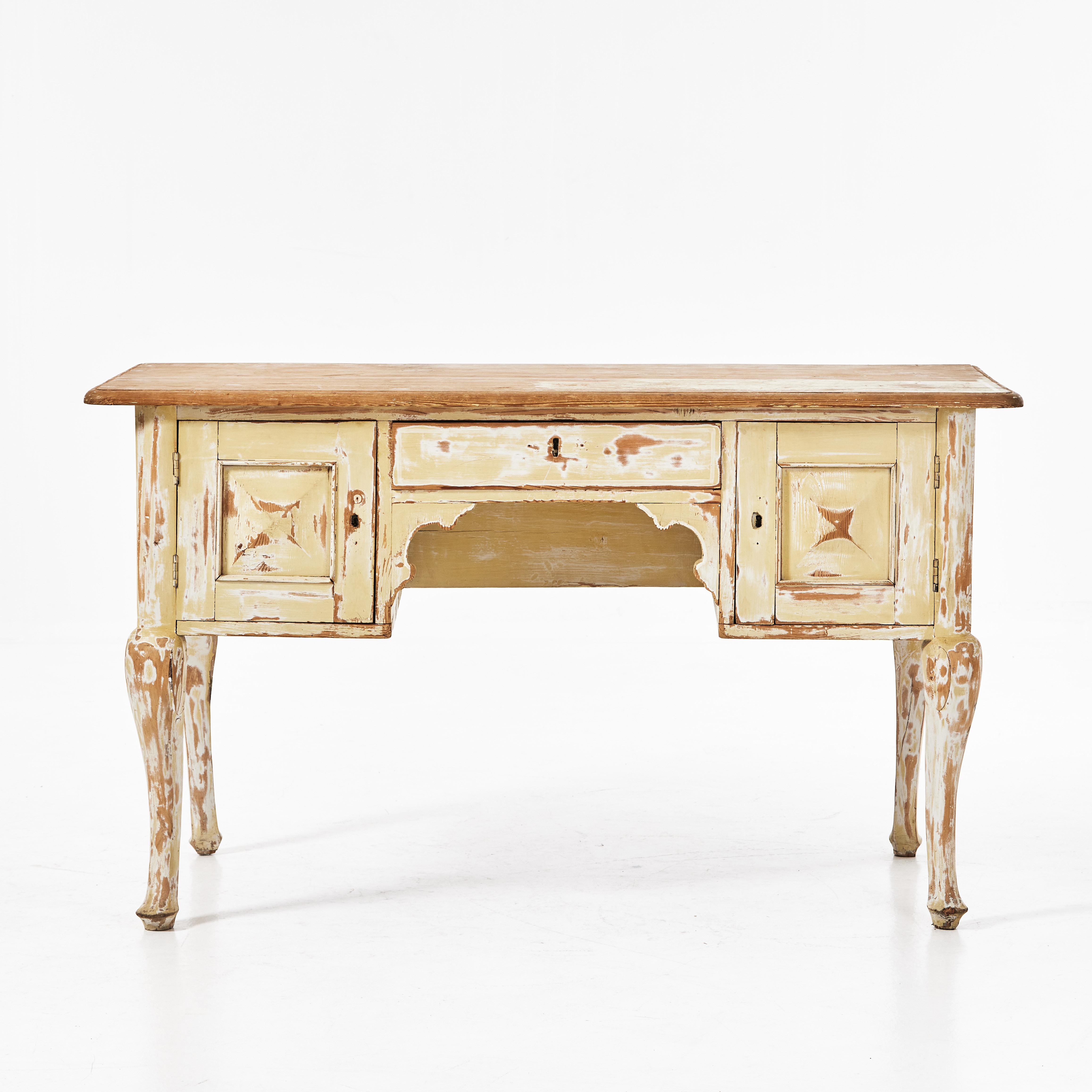 SKRIVBORD, rokokostil, en låda i sarg samt två skåpdelar, bemålad stomme, 1900-talets andra hälft.