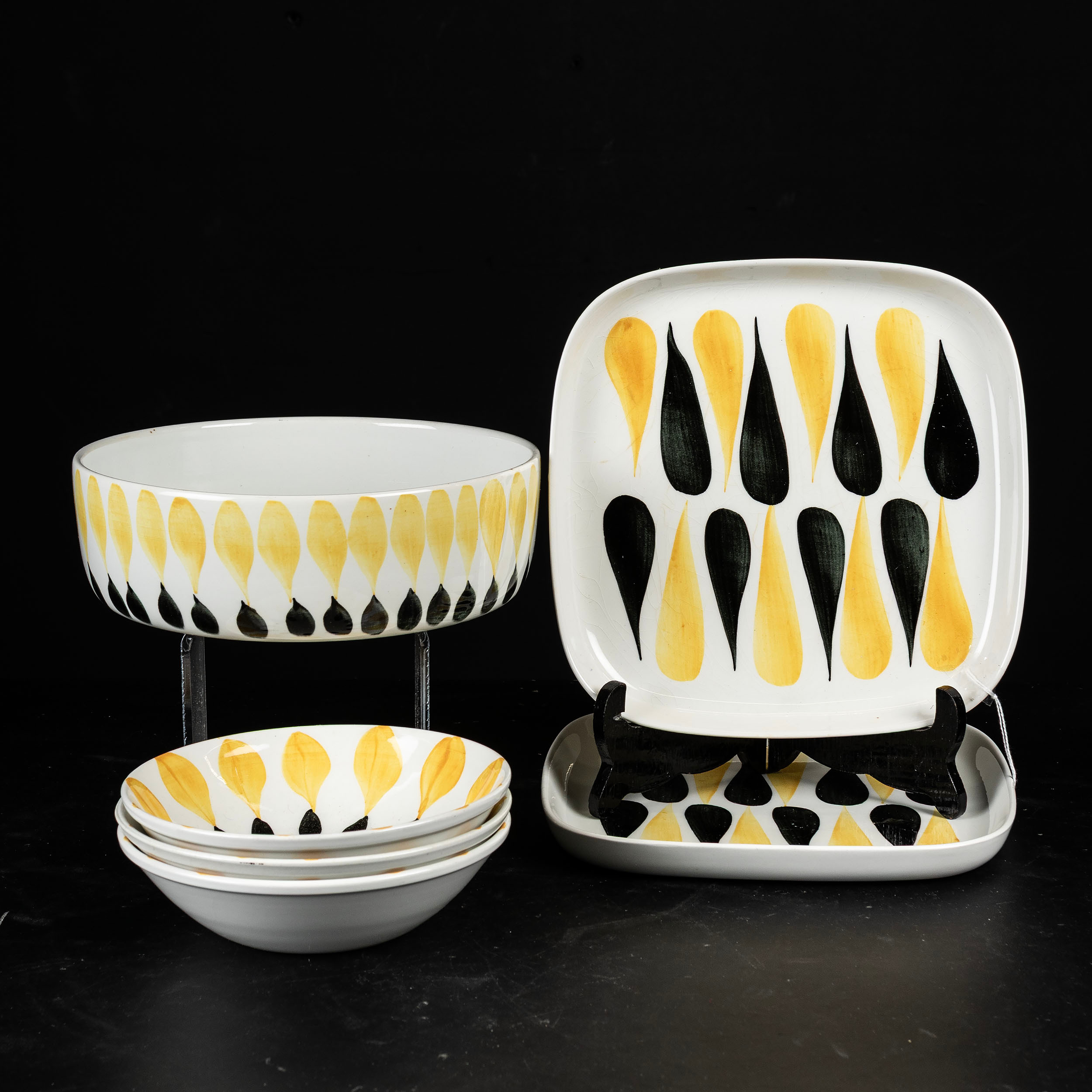 SERVISDELAR, 6 st, porslin, "Rivou", Rörstrand, 1950/60-tal.