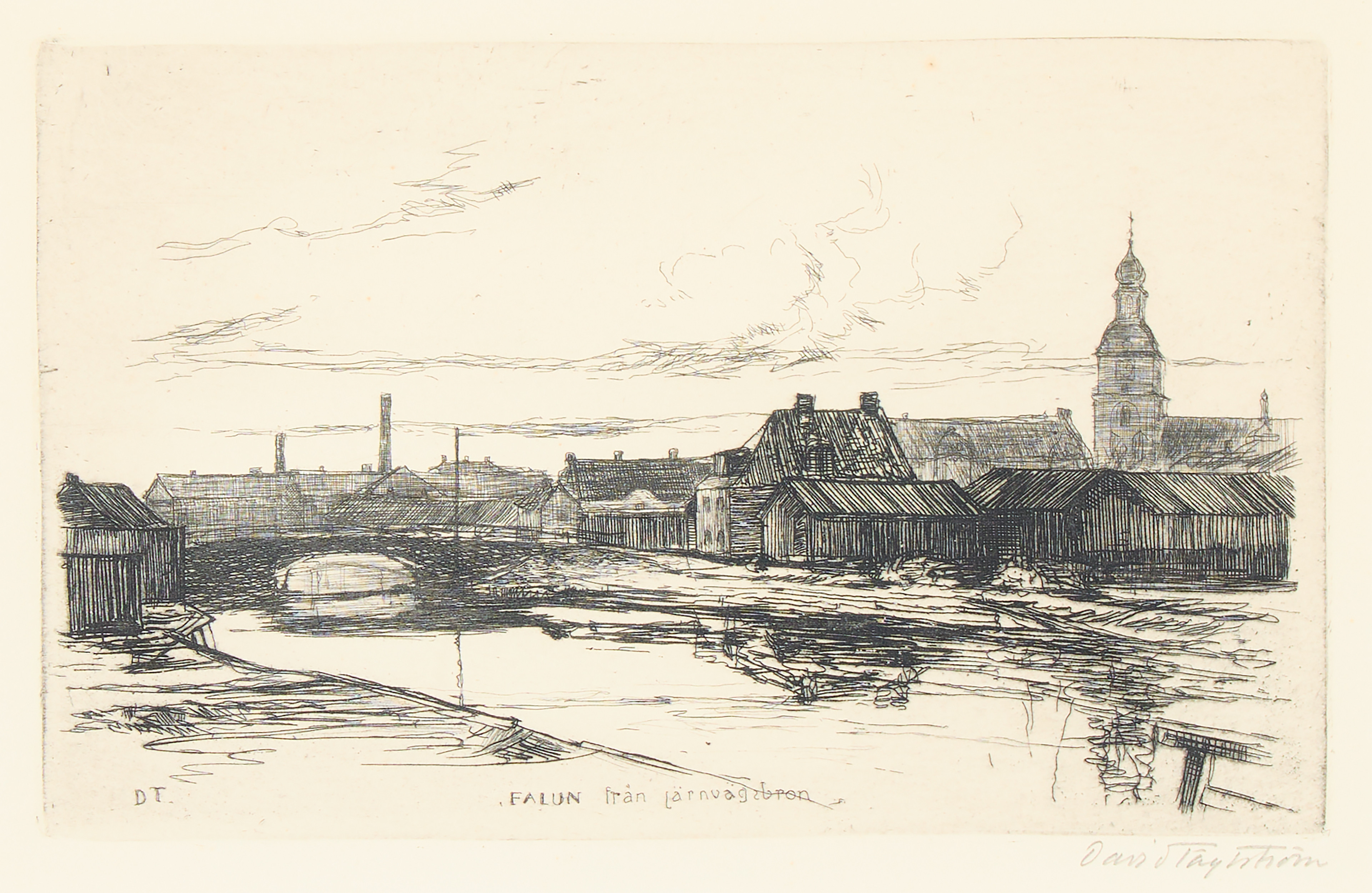 DAVID TÄGTSTRÖM. "FALUN från järnvägsbron".