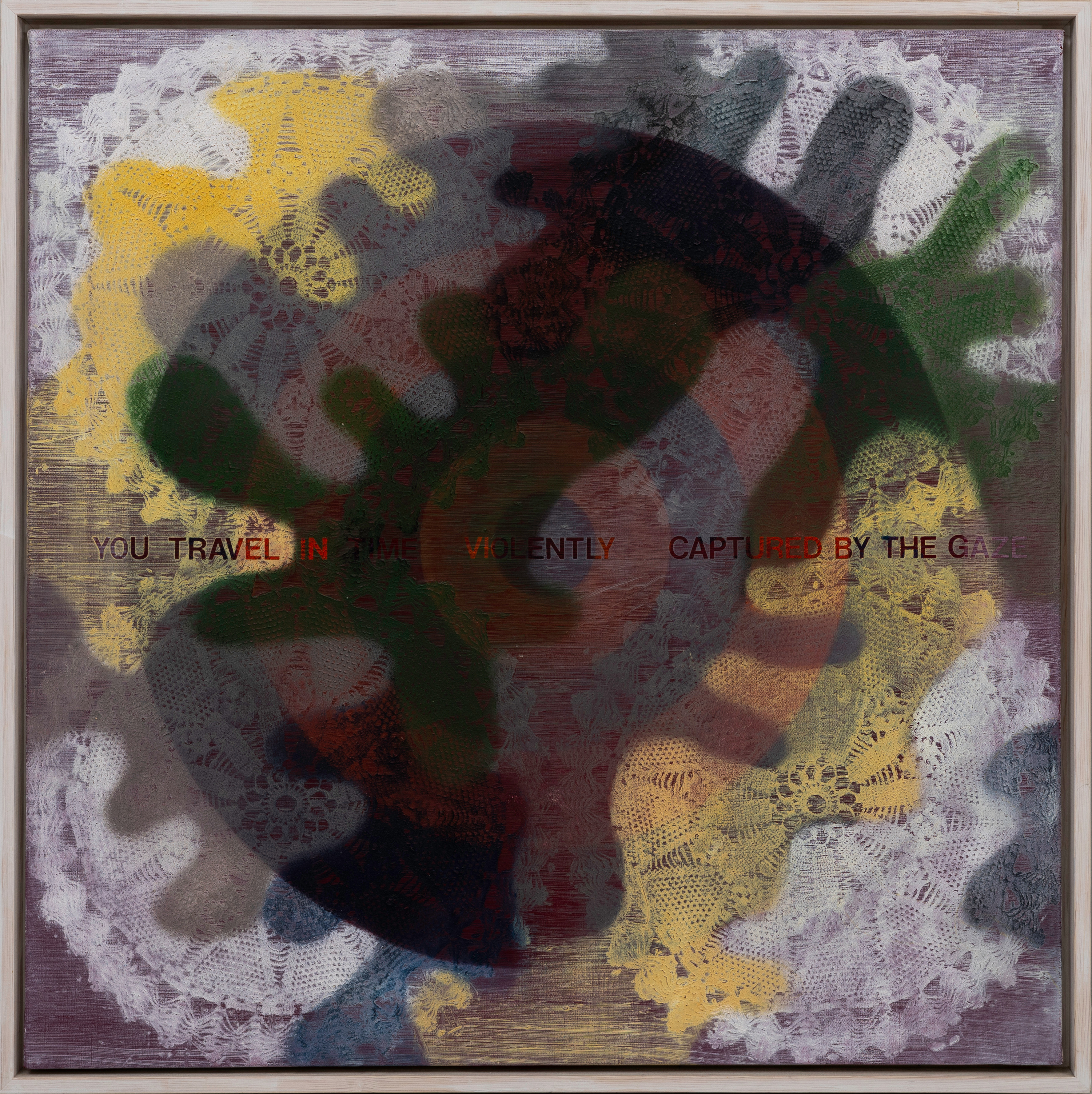 ANETTE FLENSBURG ( 1961-). "You travel in time violently captured by the gaze", olja på duk, signerad och daterad à tergo.