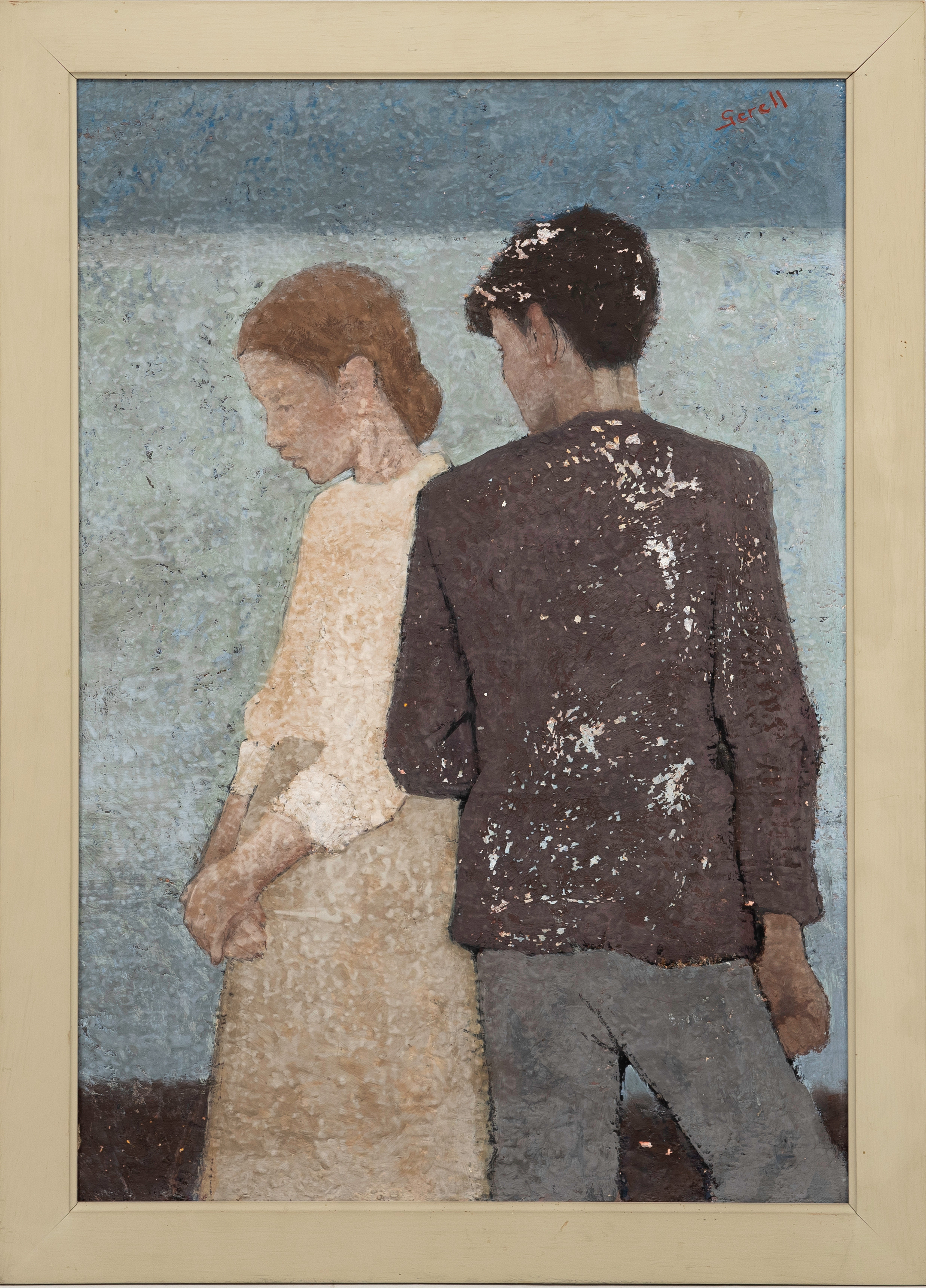 GRETA GERELL. Ung man och kvinna, olja på pannå, signerad, Gerell.