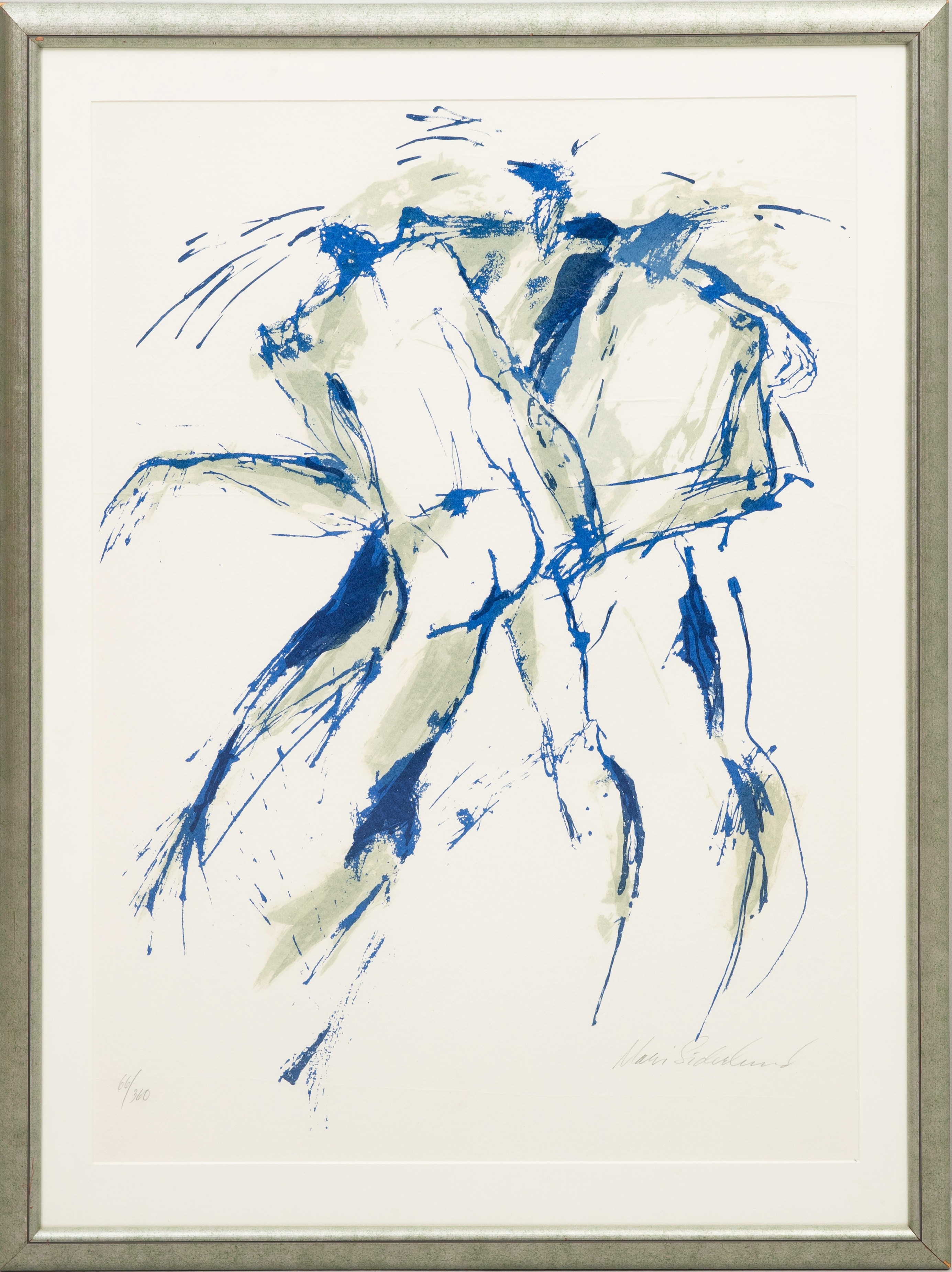 MARI SÖDERLUND. Figurkomposition i blått, färglitografi, signerad, numrerad 66/360.
