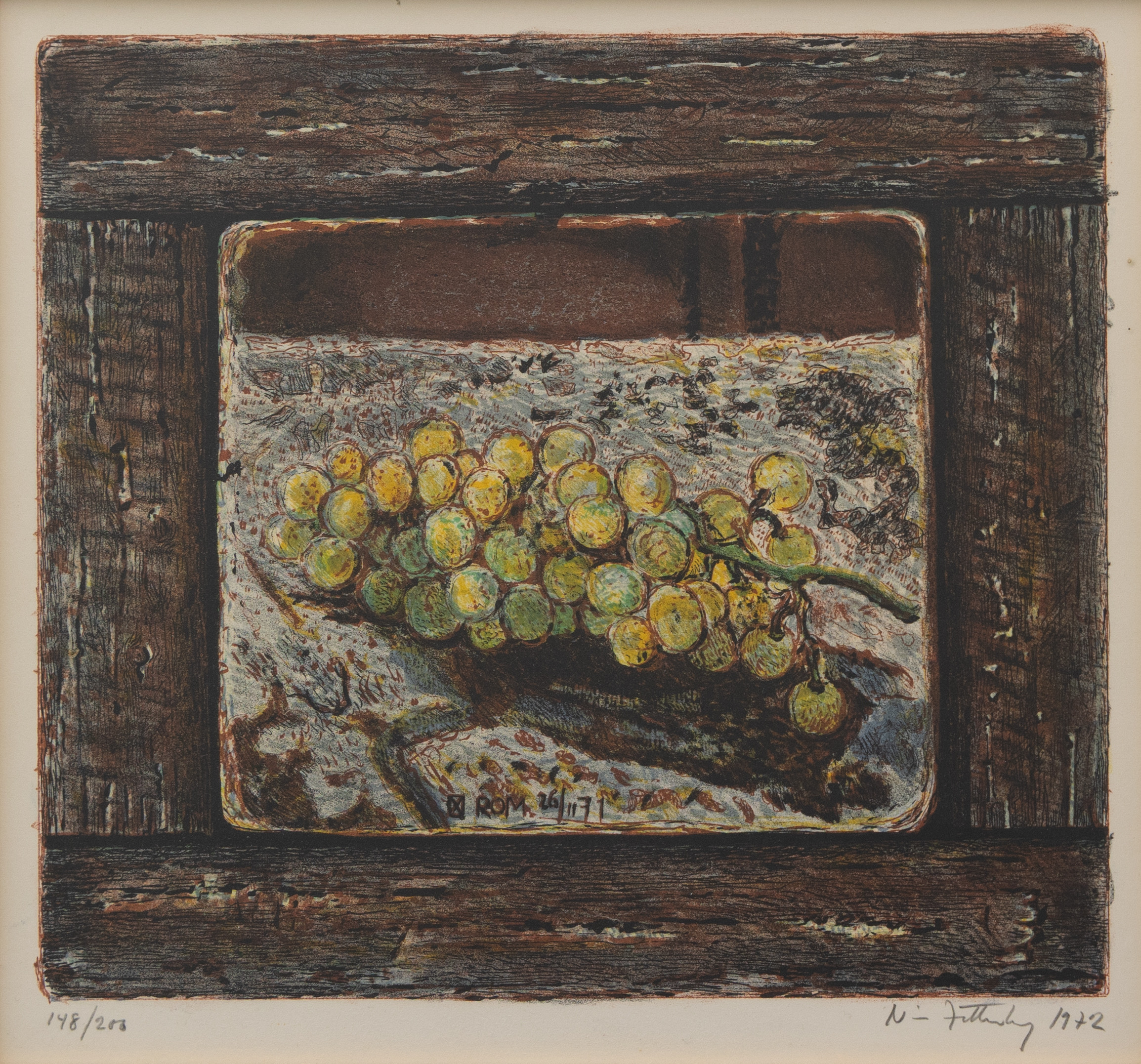 NISSE ZETTERBERG. Druvor, litografi nr 148/200, signerad och daterad 1972.