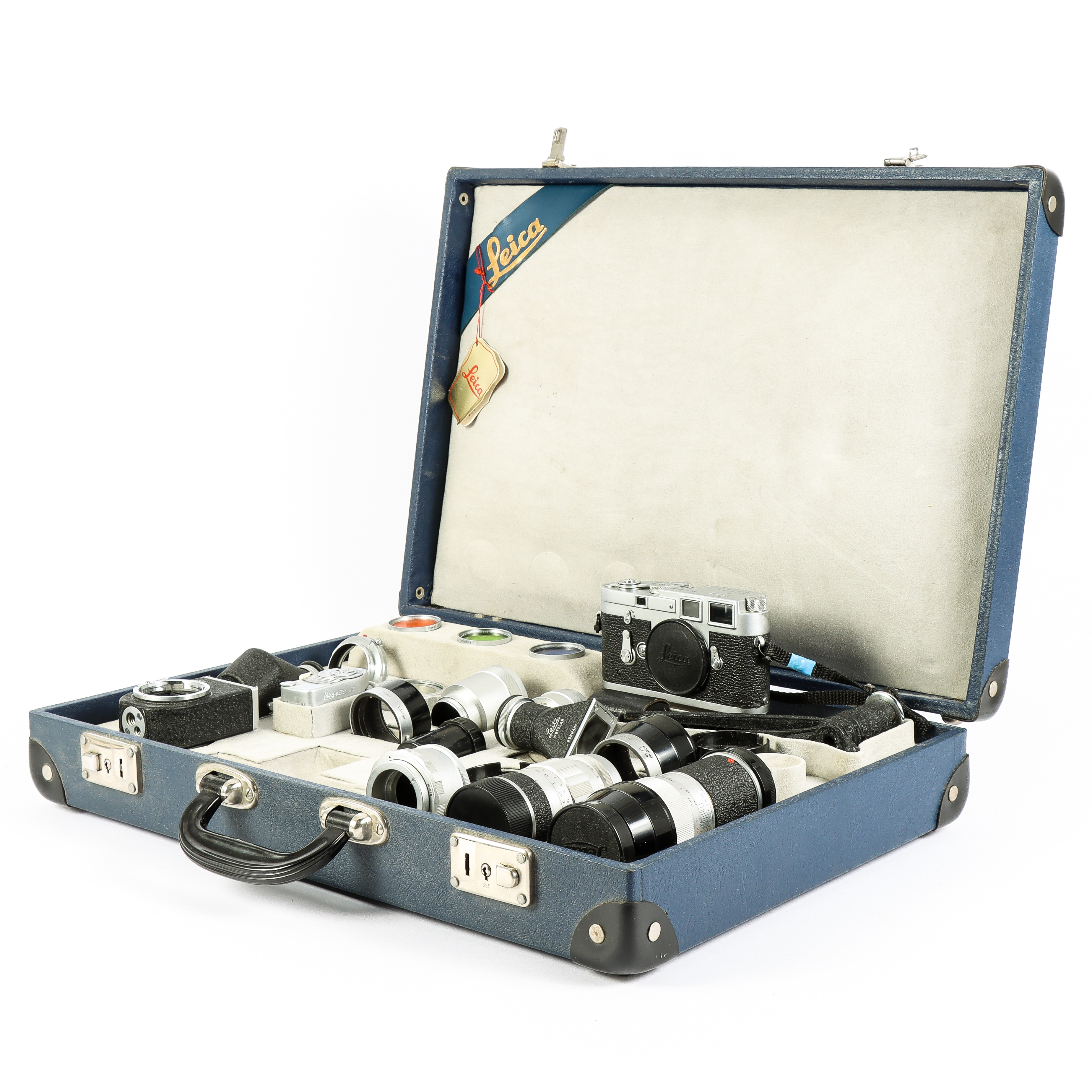 LEICA M3 Kamera med objektiv och tillbehör i originalväska, Ernst Leitz, Wetzlar, Tyskland 1961.