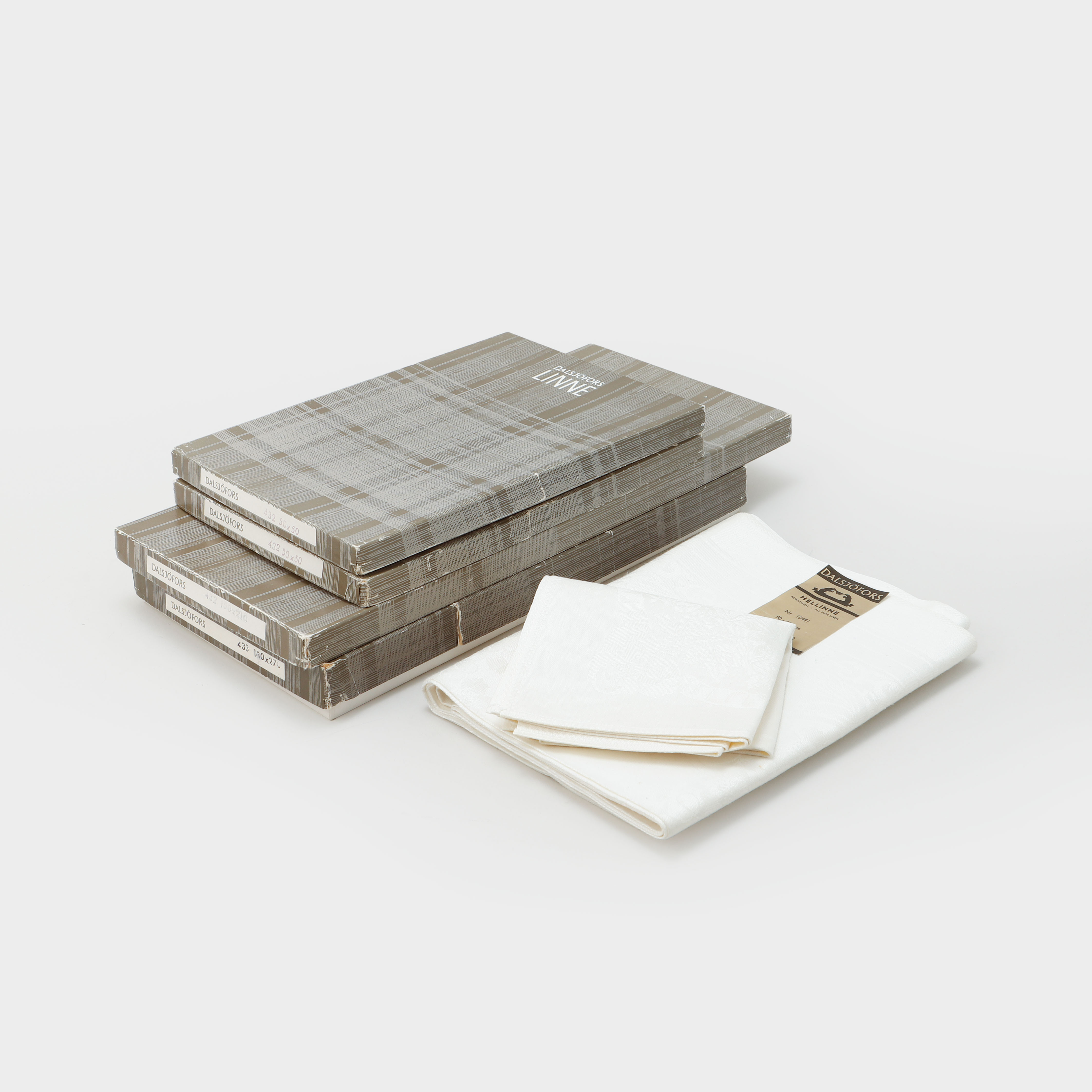 DUKAR, 3 stycken samt SERVETTER, 19 stycken, Dalsjöfors Linne.