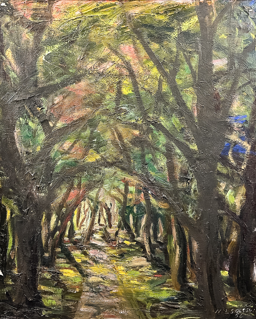 NILS OLSSON. OLJA PÅ DUK, "Skogs skuggor" signerad.