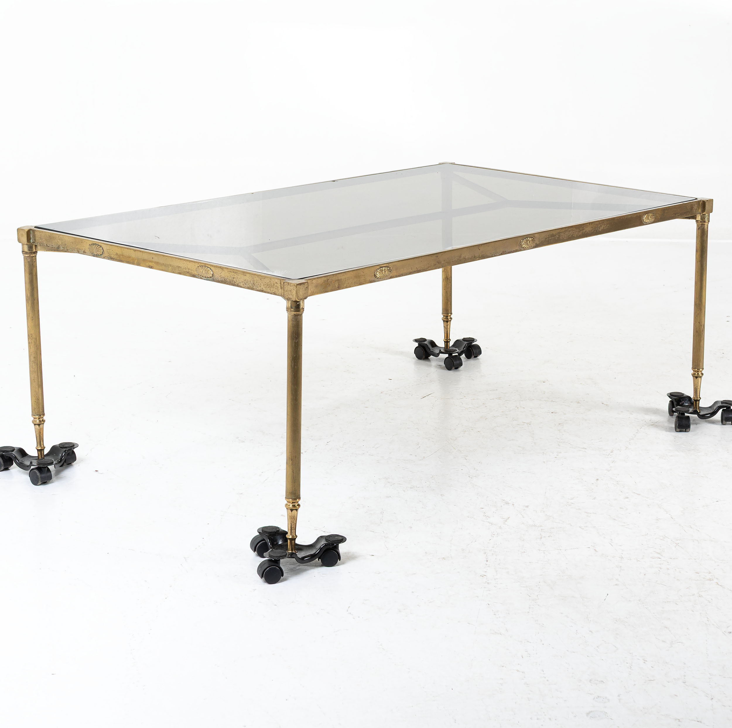 SOFFBORD, mässing & glas, gustaviansk stil, 1900-talets andra hälft.