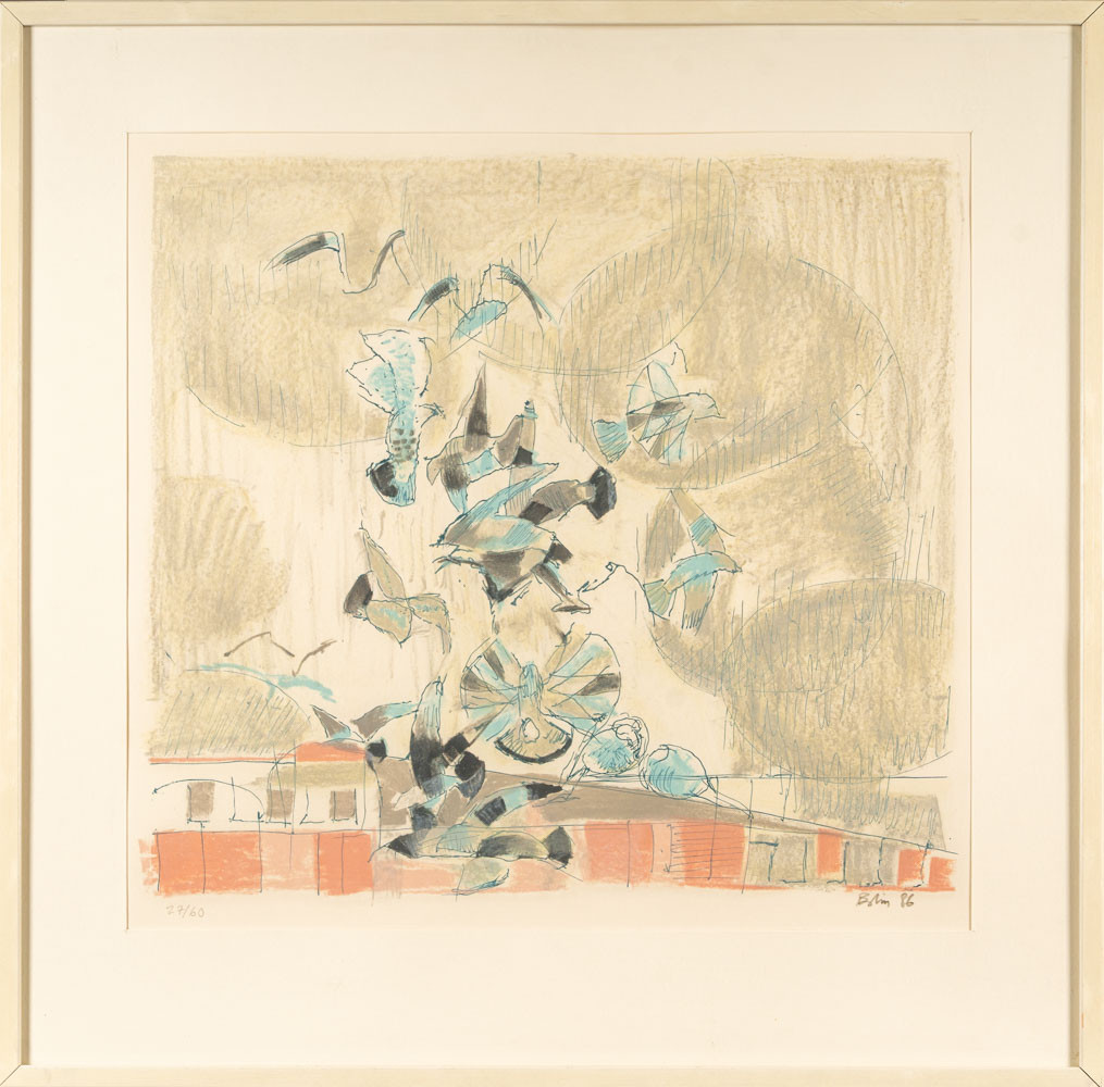 GUSTAV BOLIN. Färglitografi, "Fåglar", Signerad och Numrerad 27/60.