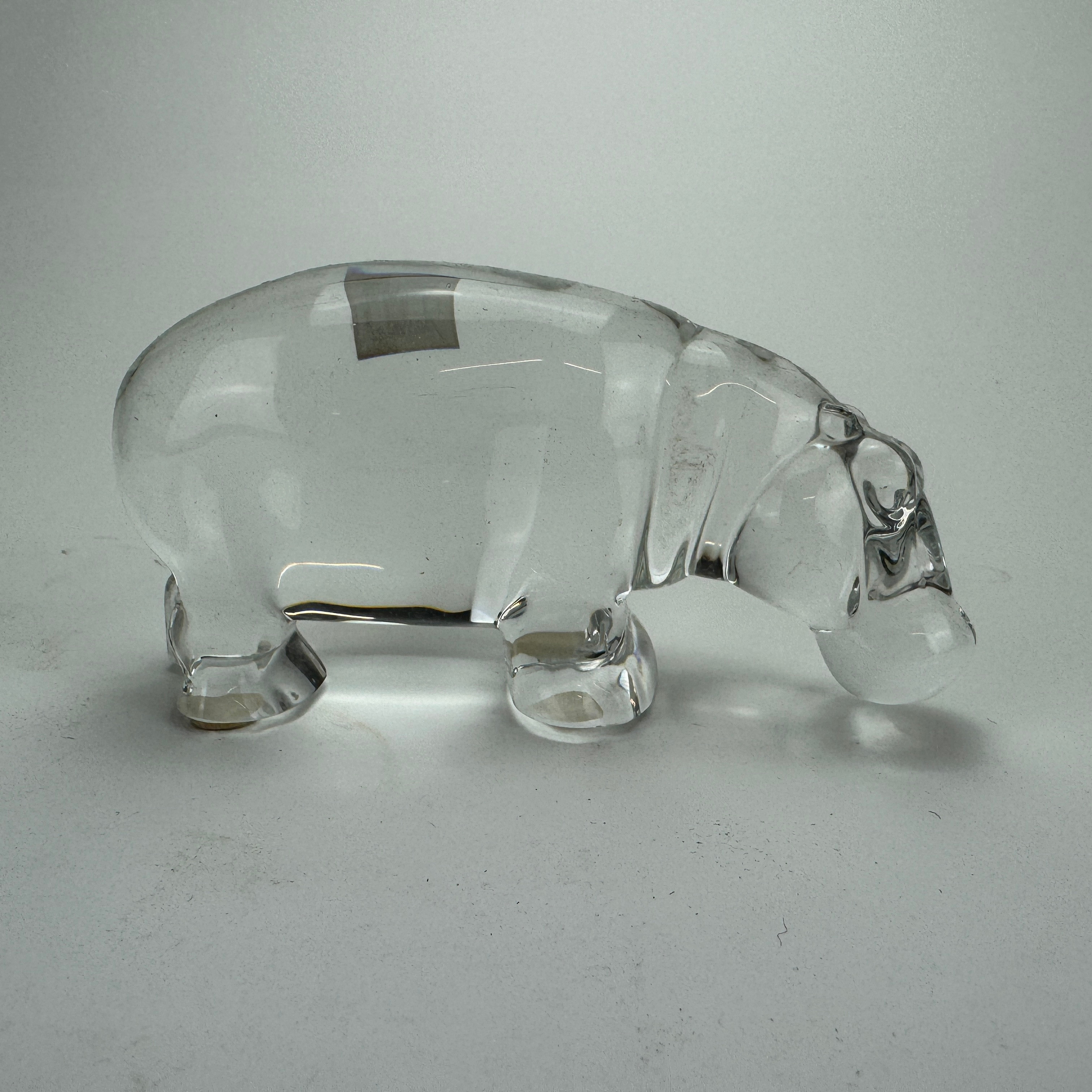 BACCARAT. Figurin, glas, flodhäst, Frankrike.