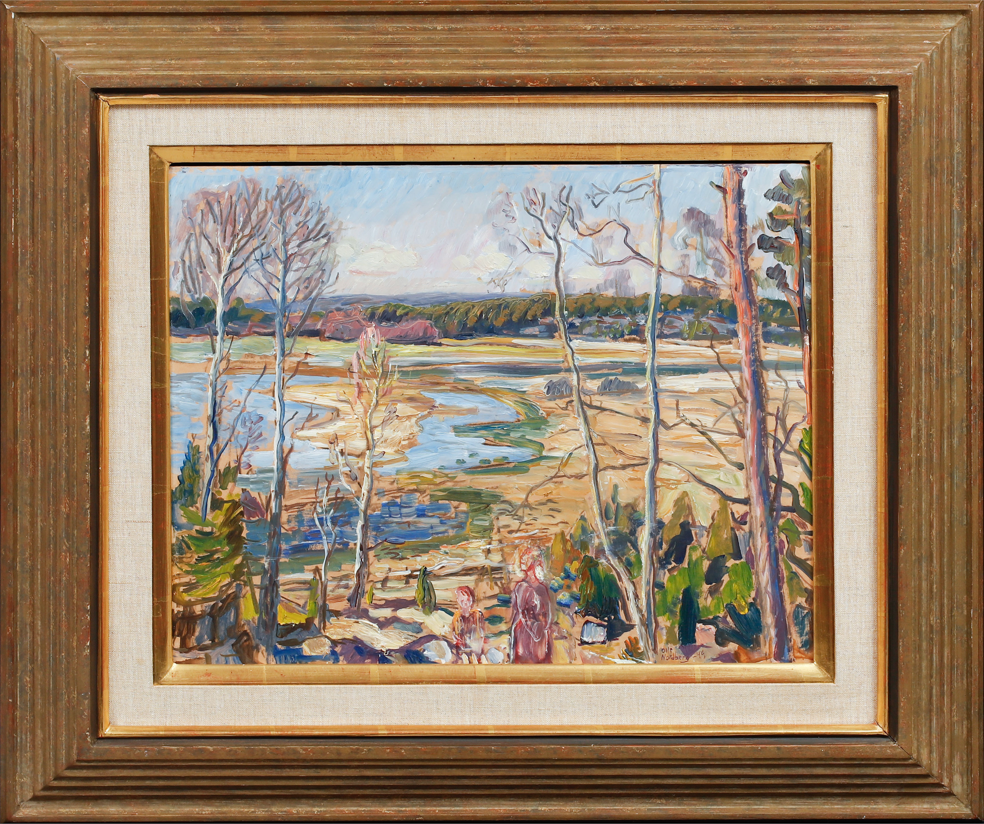 OLLE NORDBERG. Landskap, olja på pannå, signerad och daterad -49.