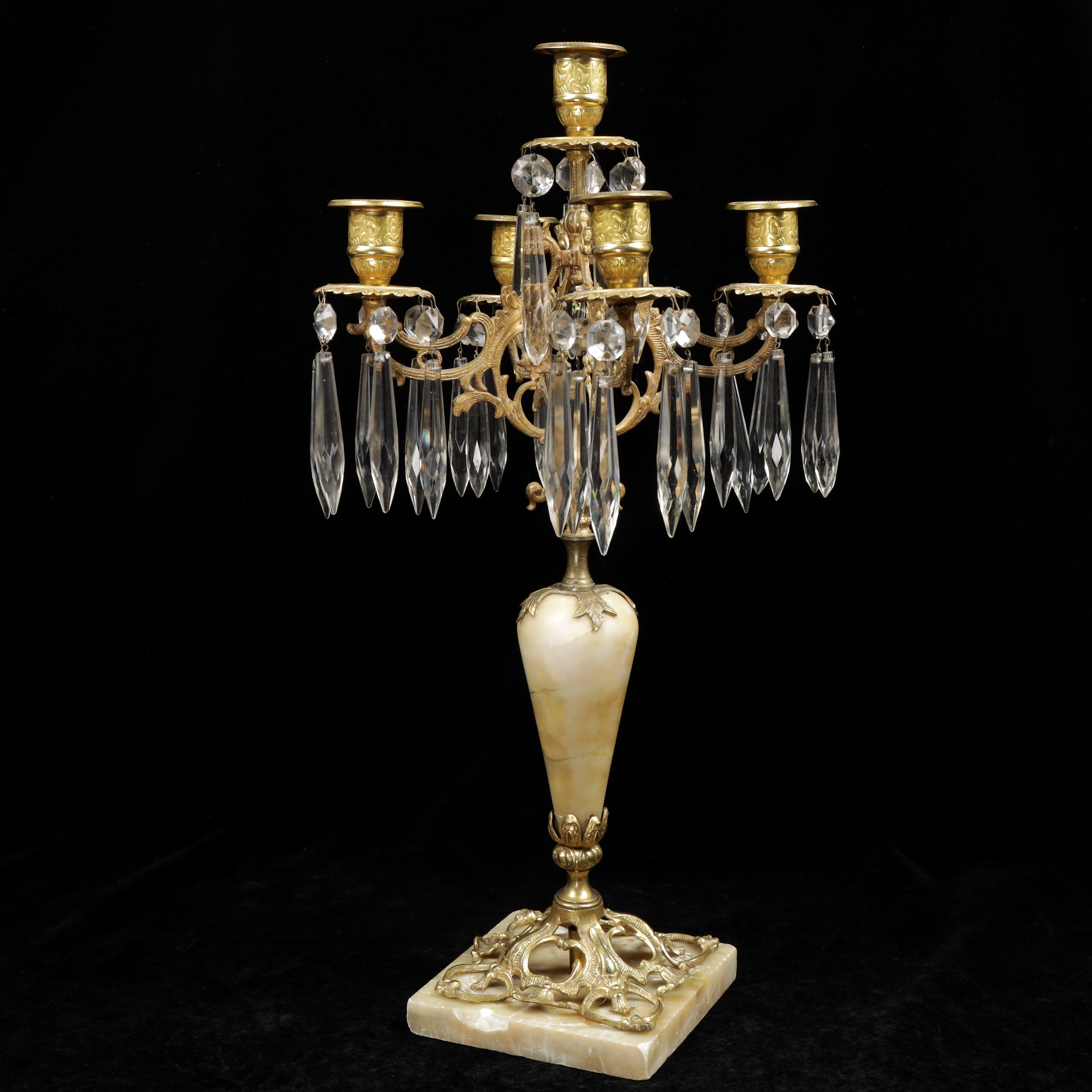 KANDELABER, oscariansk, mässing/marmor, 1800-talets andra hälft.