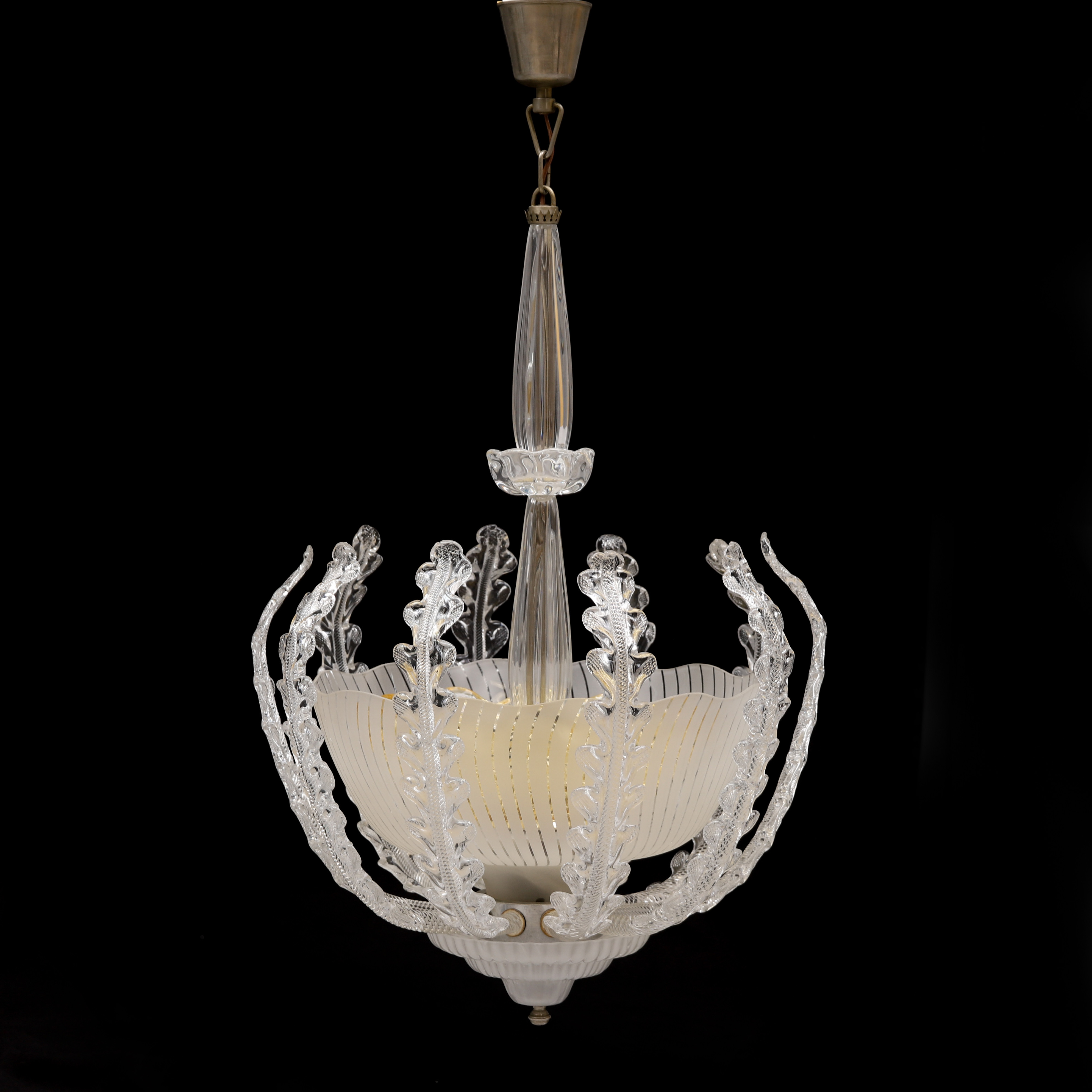 FRITZ KURZ. Taklampa, Orrefors, 1940-tal.