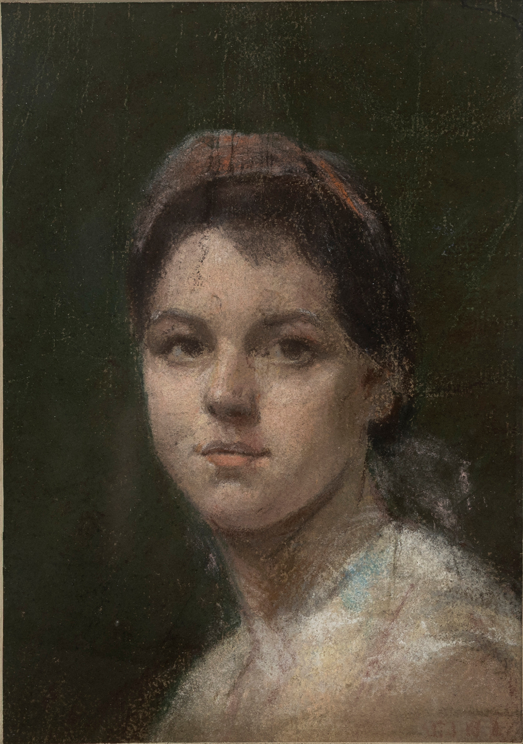 MINA CARLSON-BREDBERG. Porträtt, pastell på papper, signerad.