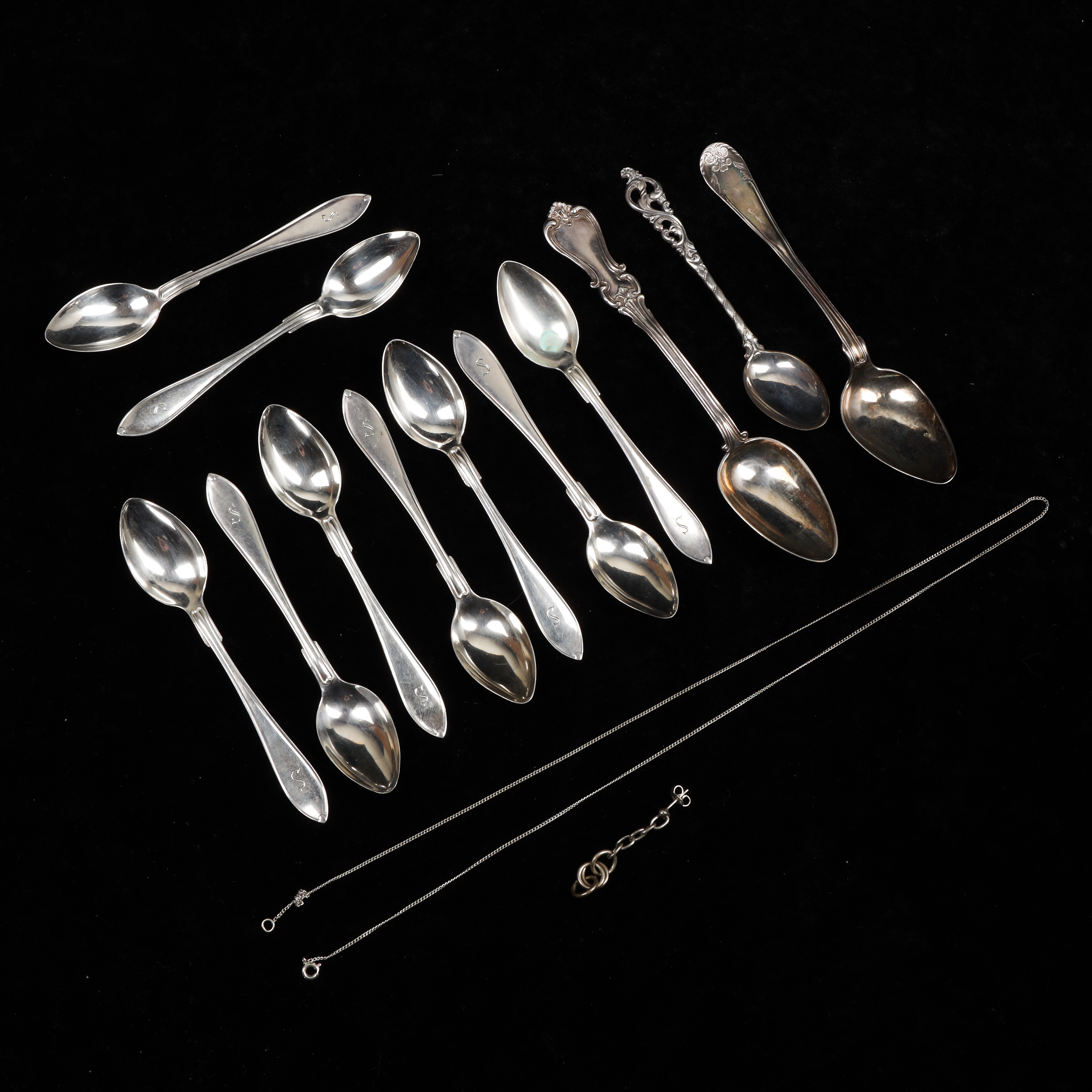 SKEDAR, med mera, 14 delar, silver, vikt 158 gram.