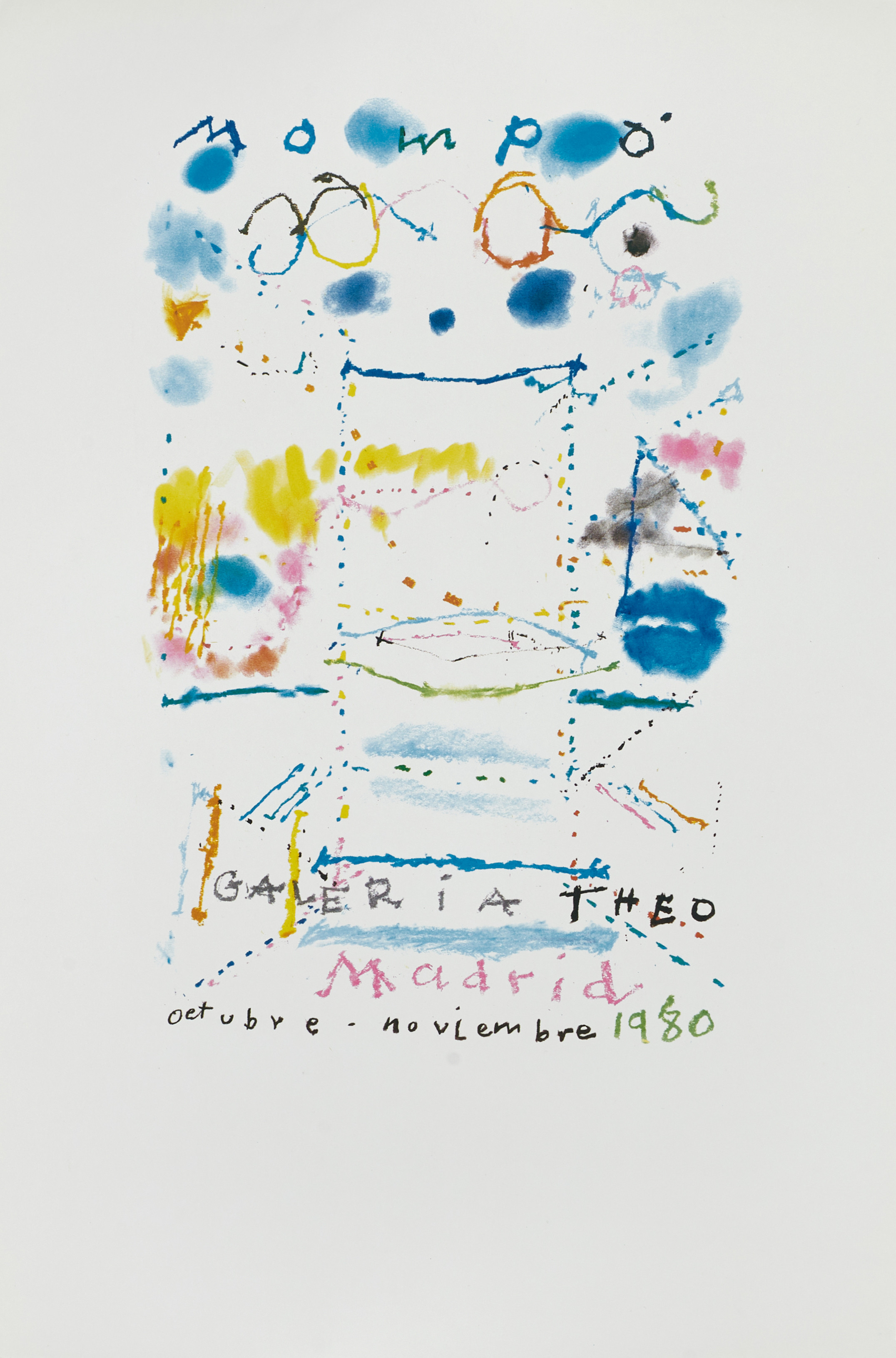 MANUEL HERNÁNDEZ MOMPÓ (Spanien, 1927-1992). Efter. Utställningsaffischer, 2 st, Galería Theo, Madrid, signerade och daterade i trycket 78 resp. 1980, offset.