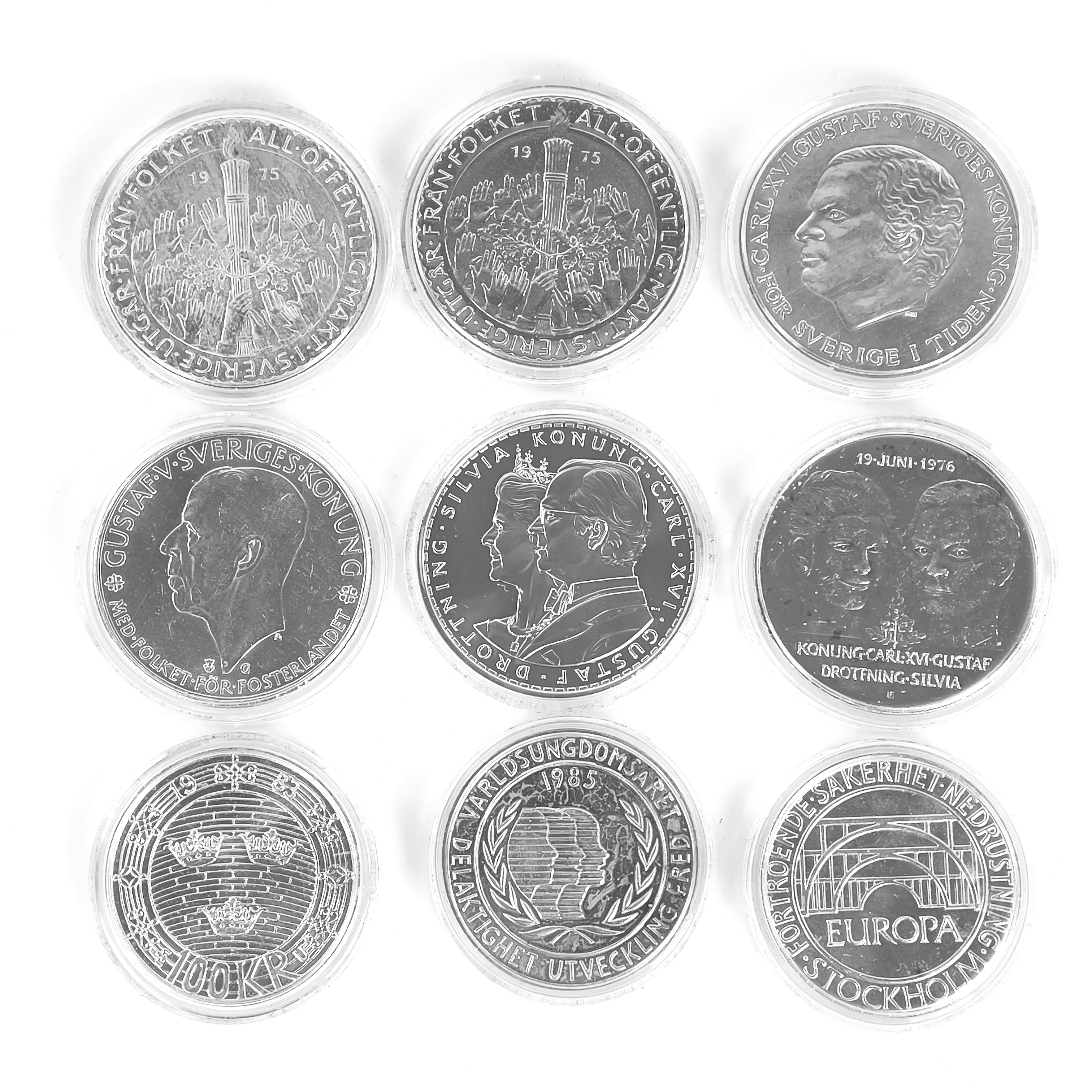 MINNESMYNT, 9 st, silver 900-925/1000.