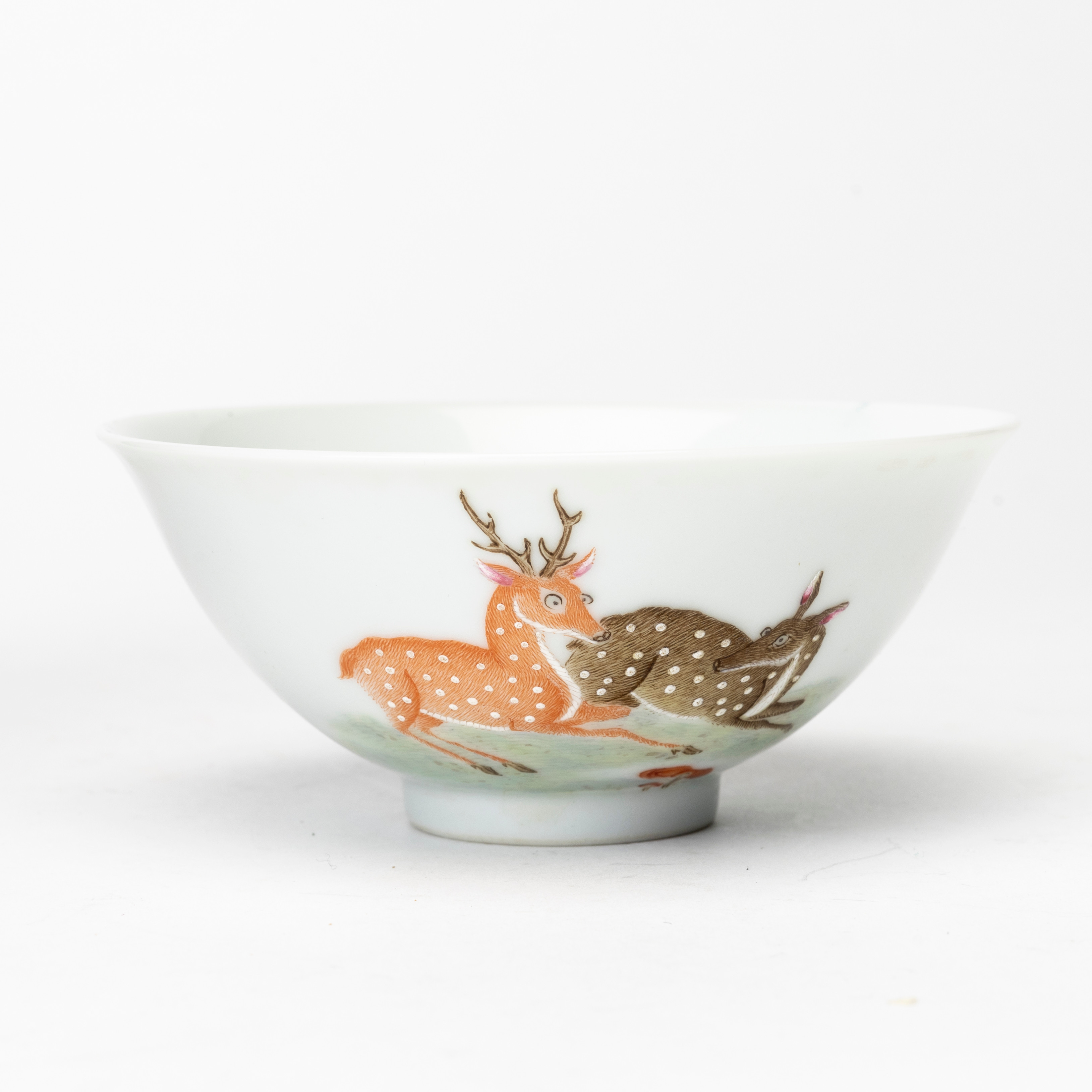 VINKOPP, med rådjur, porslin, Kina, bär Yuyan Shuwu karaktärersmärke.